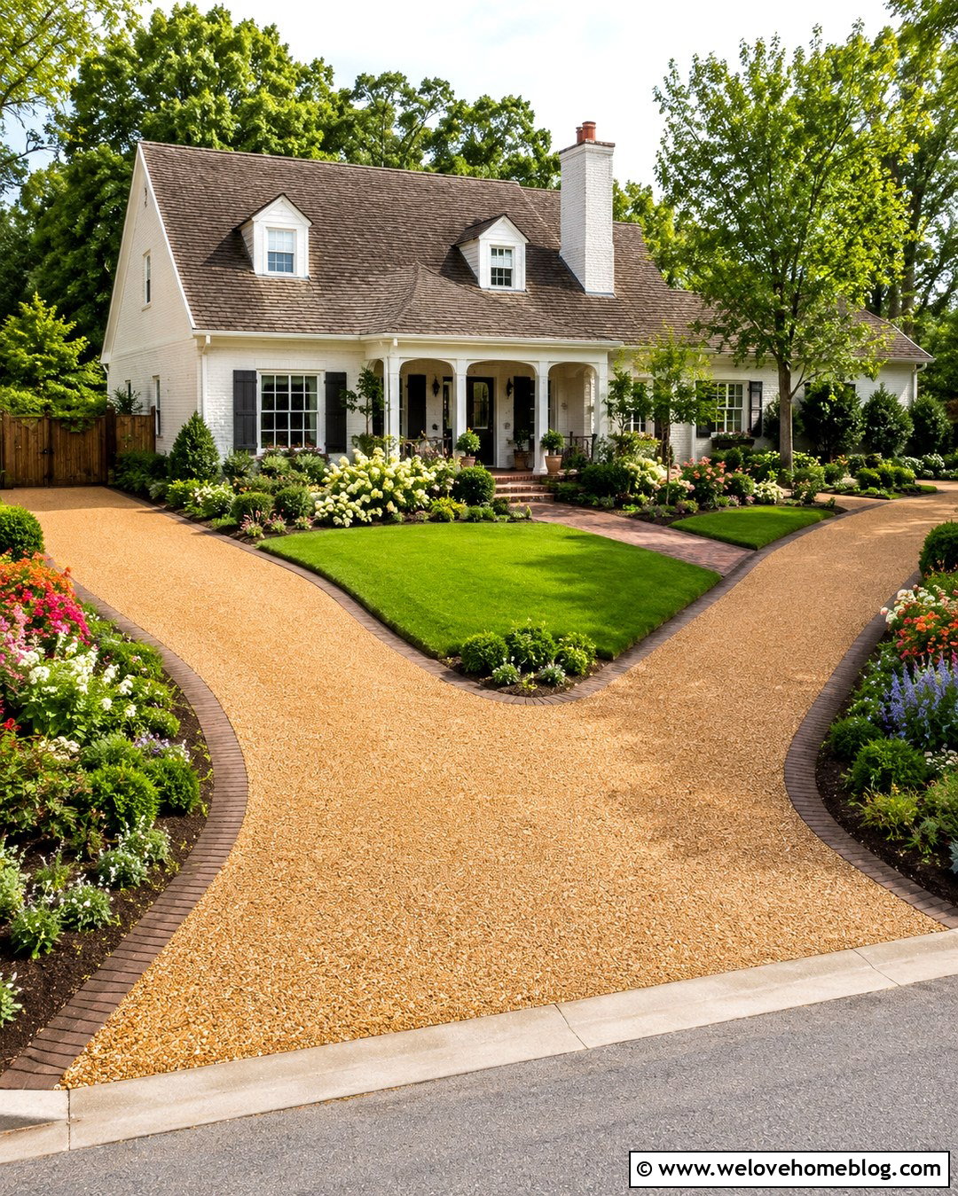 Resin Bound U Shaped Driveway With Curved Flower Beds - 20 U Shaped Driveway Front Yards Ideas