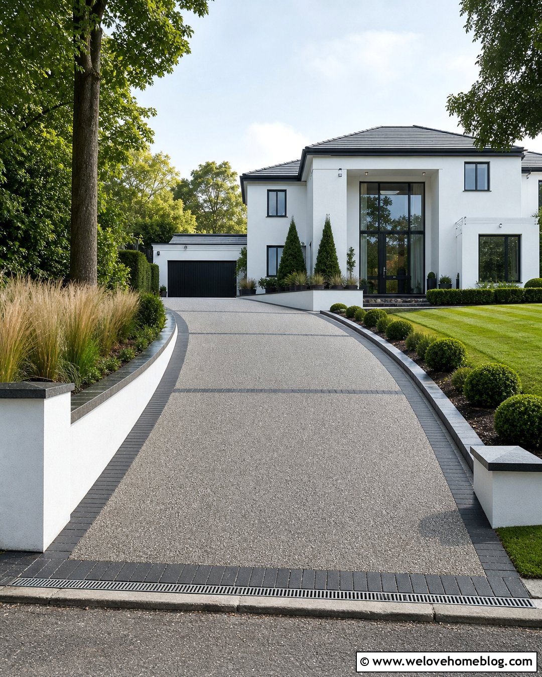 Resin Bound Uphill Driveway With Granite Setts - 25 Uphill Driveway Ideas
