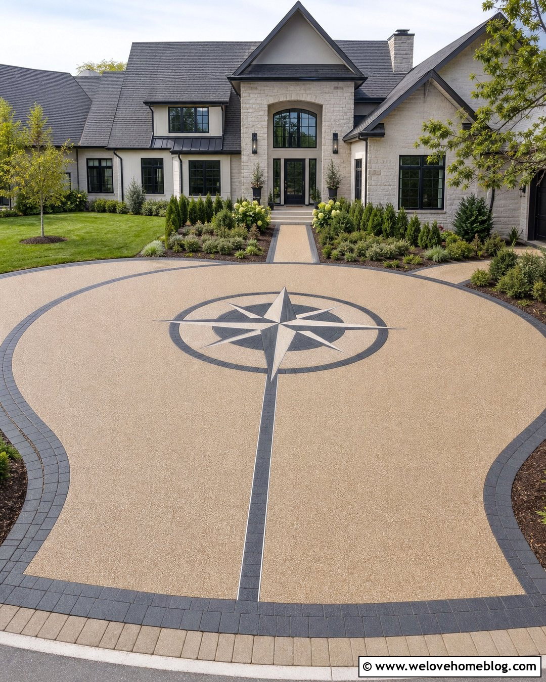 Resin Driveway With A Custom Compass Pattern - 40 resin driveway ideas
