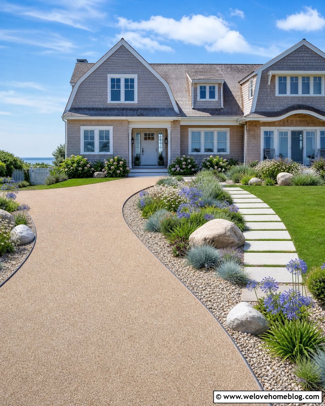 Resin Driveway With Coastal Flowers - 25 Flower Driveway Ideas