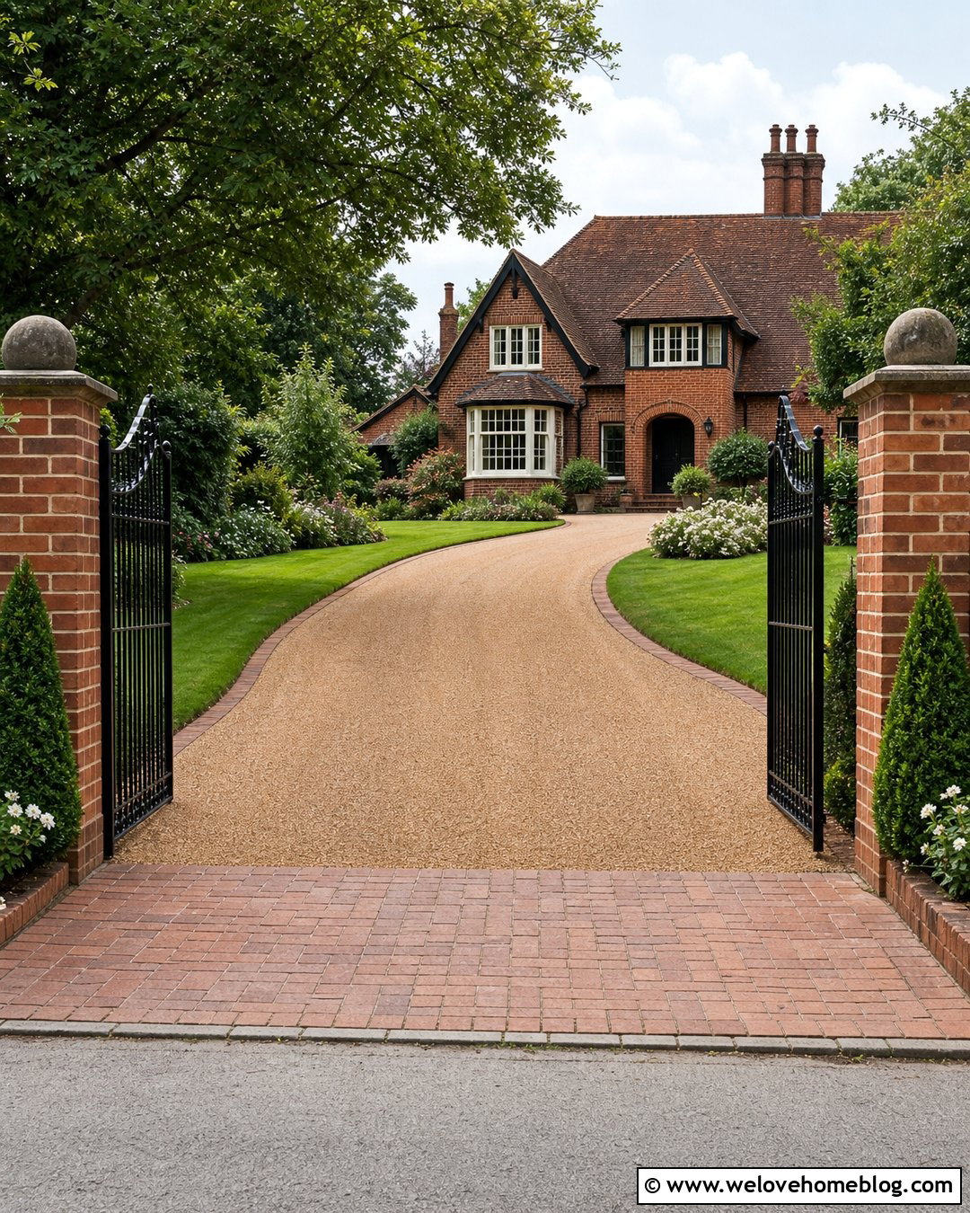 Resin Driveway With Gates And Brick Pillars - 35 Resin Driveway Uk Ideas