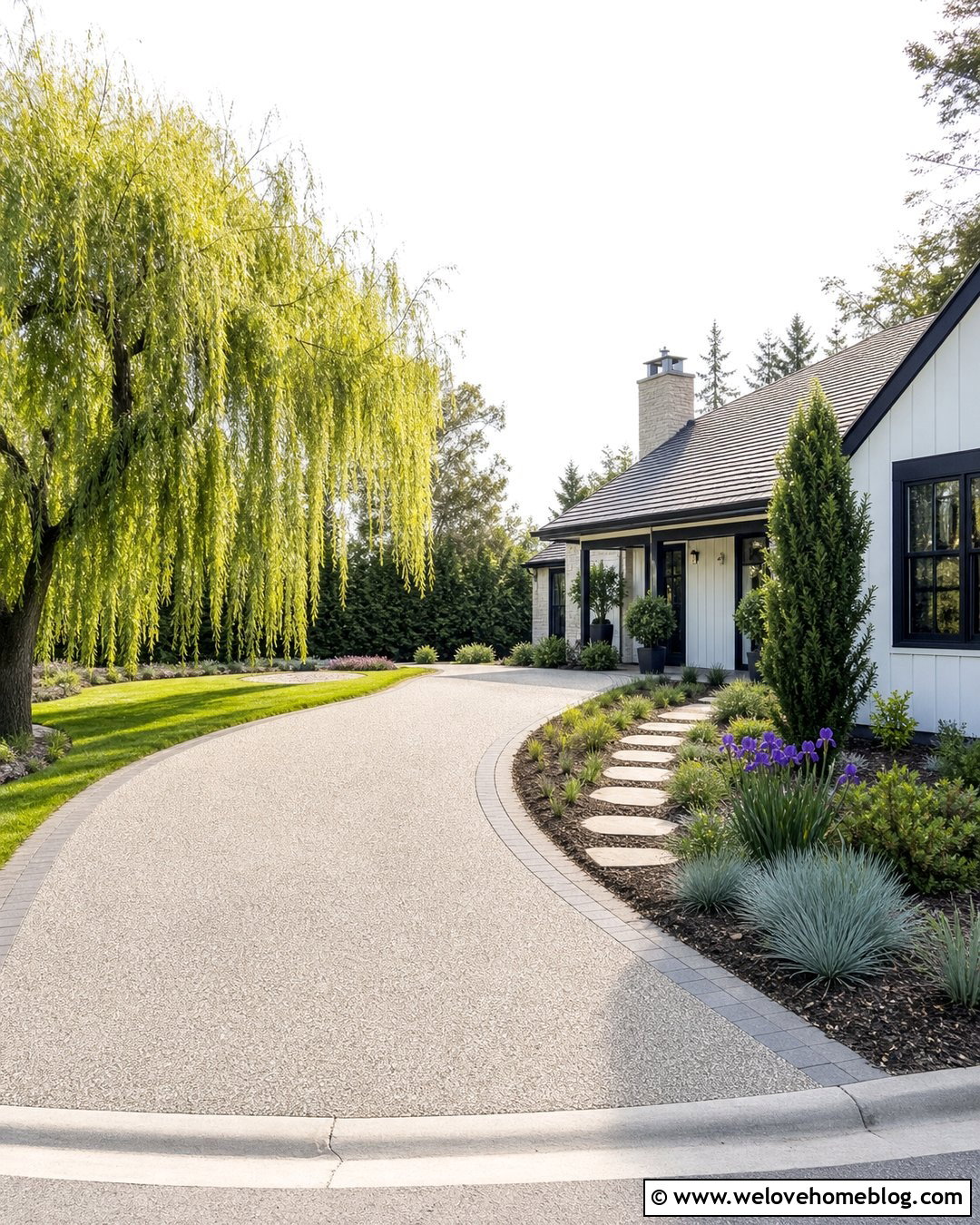 Resin Driveway With Willow Tree Landscaping - 25 Willow Tree Driveway Ideas
