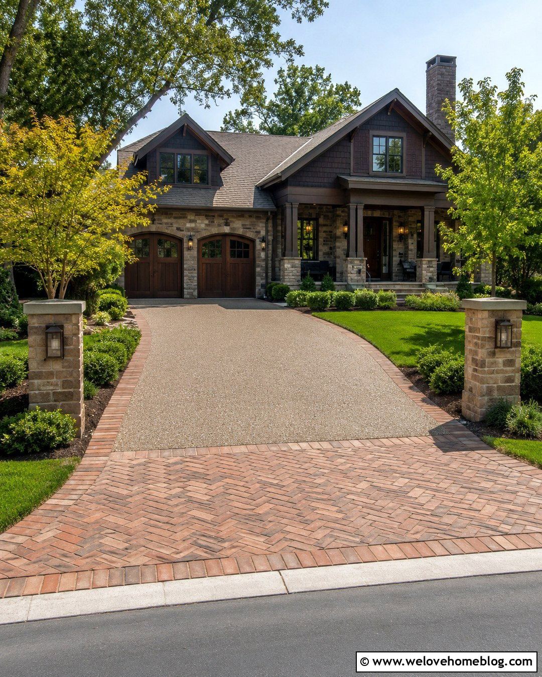 Resin Gravel Driveway With Paver Entrance Apron - 20 Resin Gravel Driveway Ideas