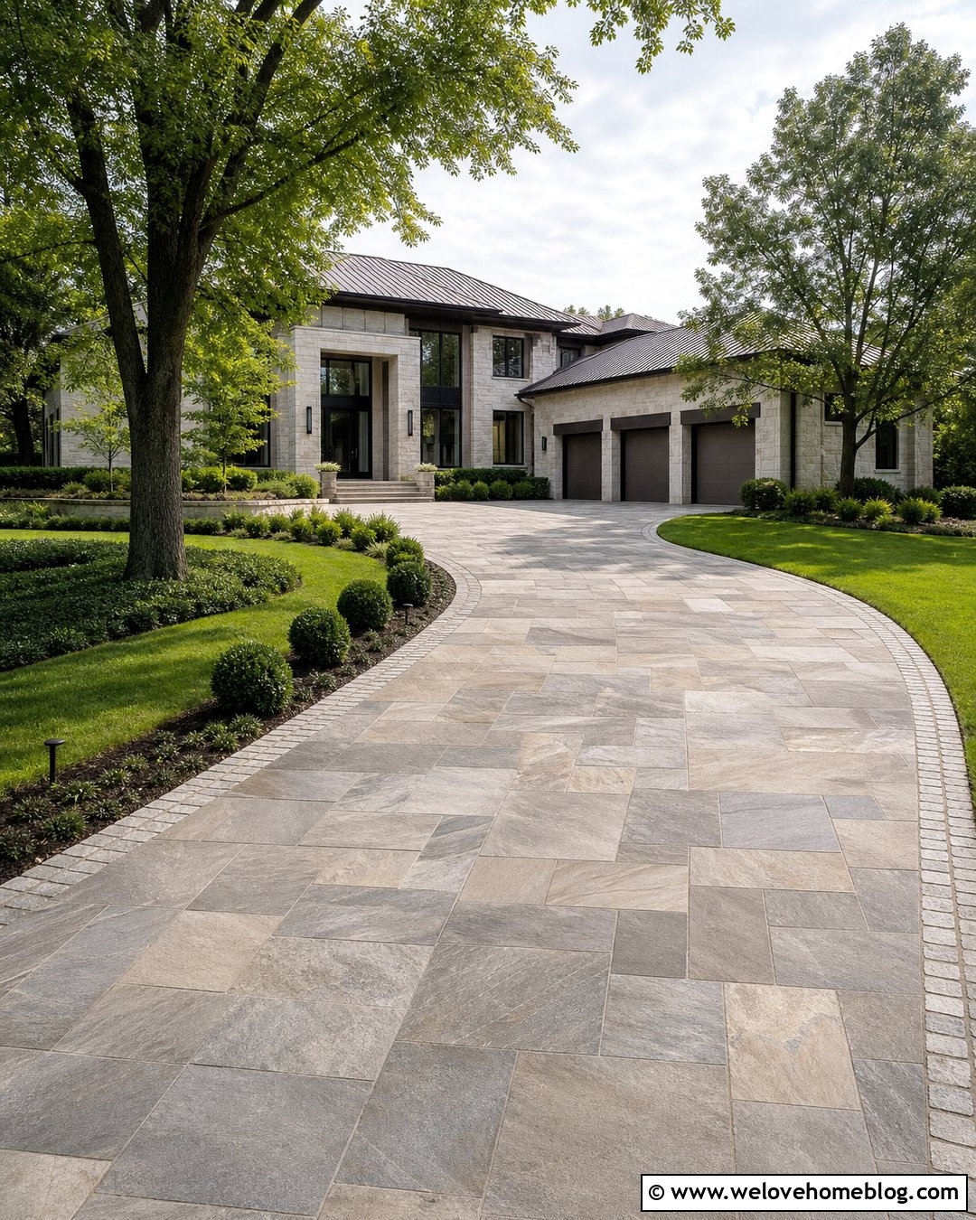 Resort Driveway With Natural Stone Pavers - 25 resort driveway ideas