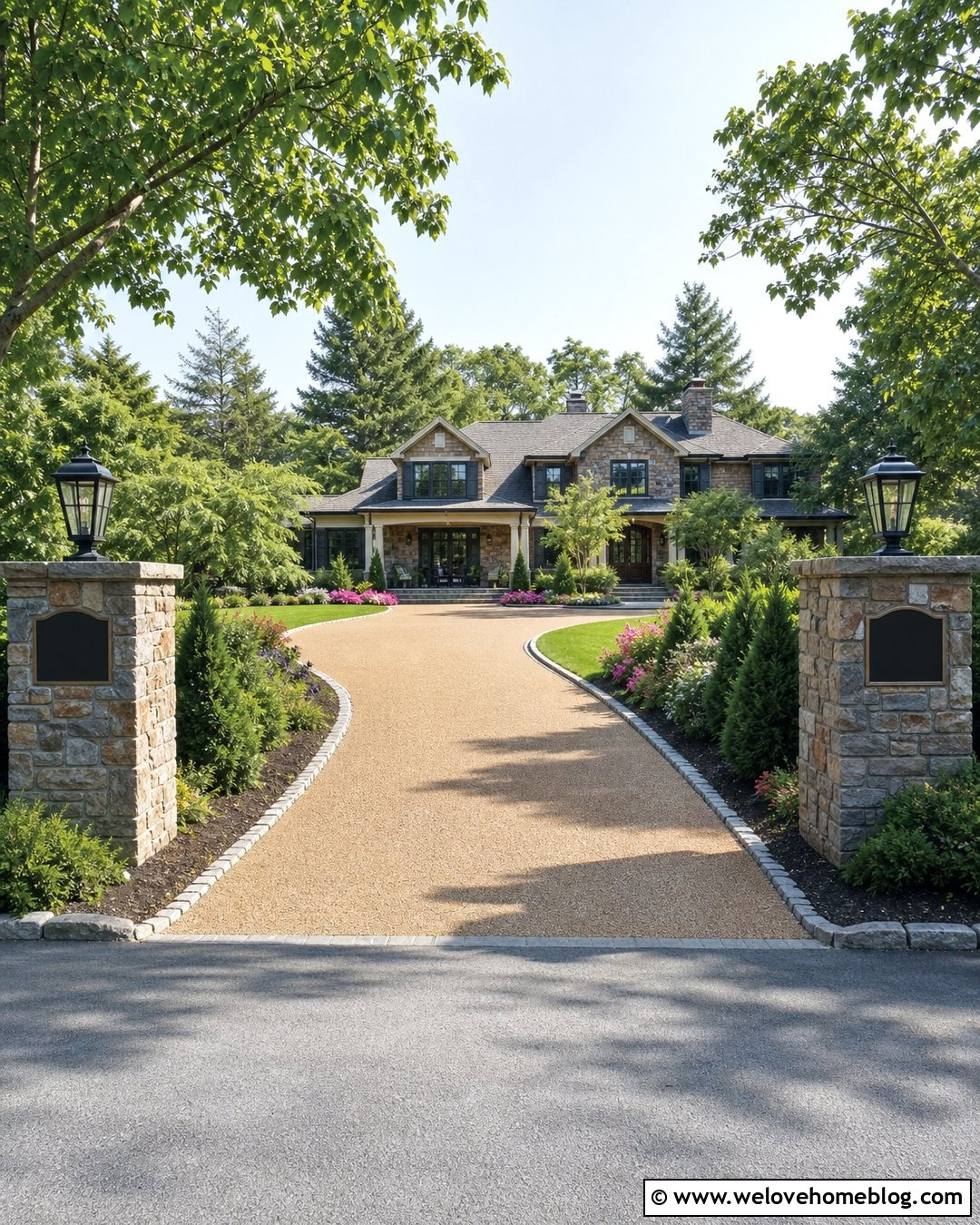 Resort Driveway With Stone Pillars - 25 resort driveway ideas