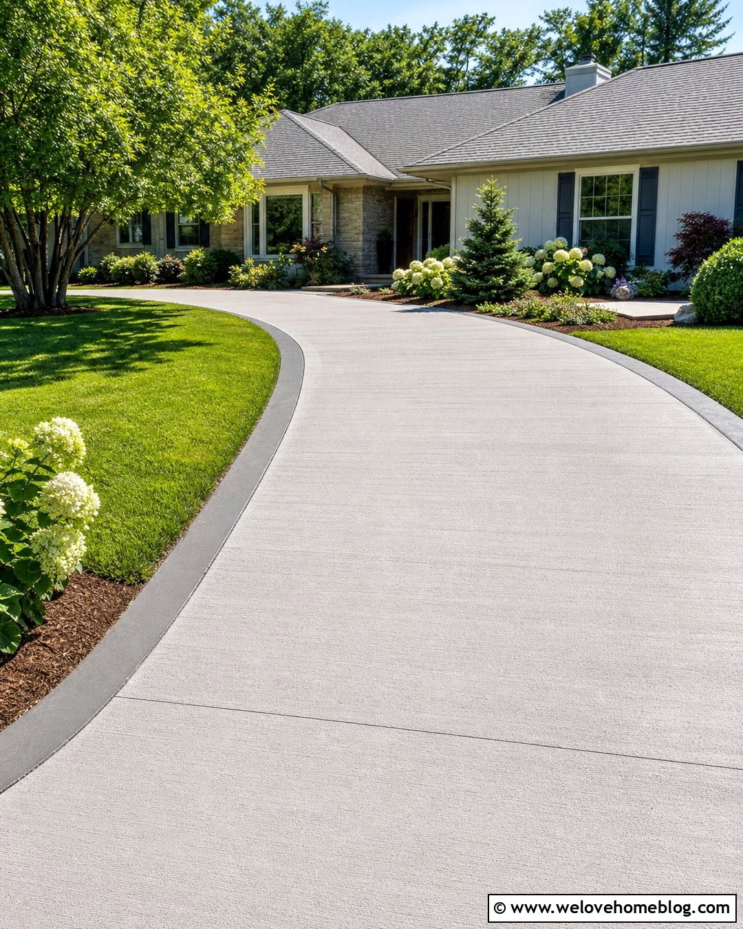 Resurfaced Concrete Driveway With A New Broom Finish - 20 Repairing Concrete Driveway Ideas