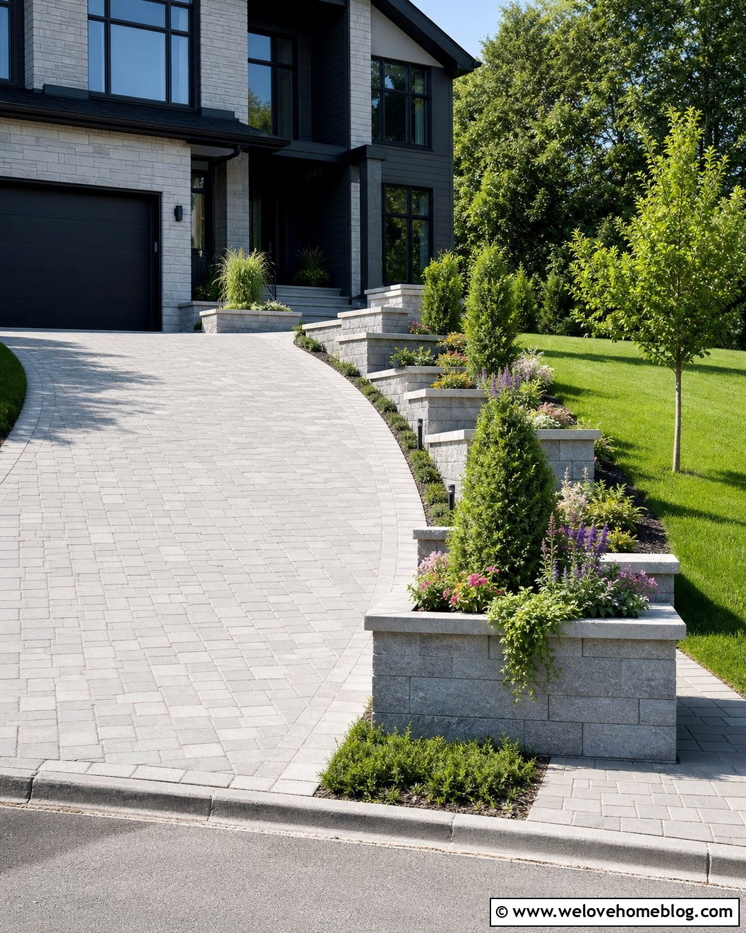 Retaining Wall With Built In Driveway Planters - 20 retaining wall by driveway ideas