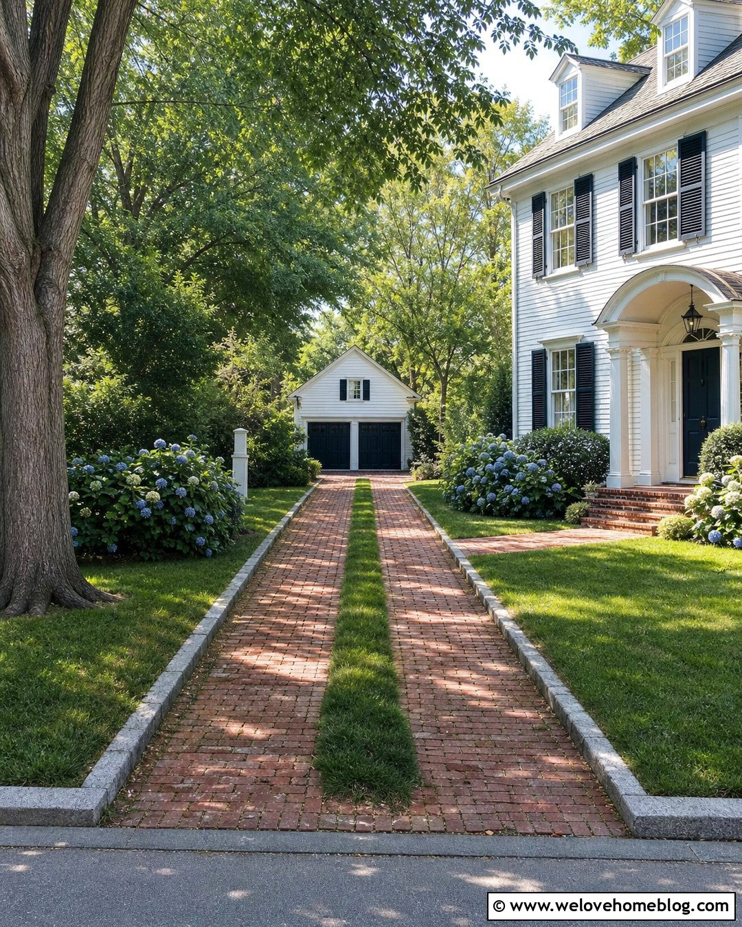 Ribbon Driveway With Grass Center - 25 Old Money House Driveway Ideas