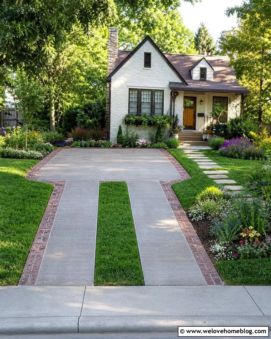 Ribbon Driveway With Grass Center - 20 Driveway With No Garage Ideas