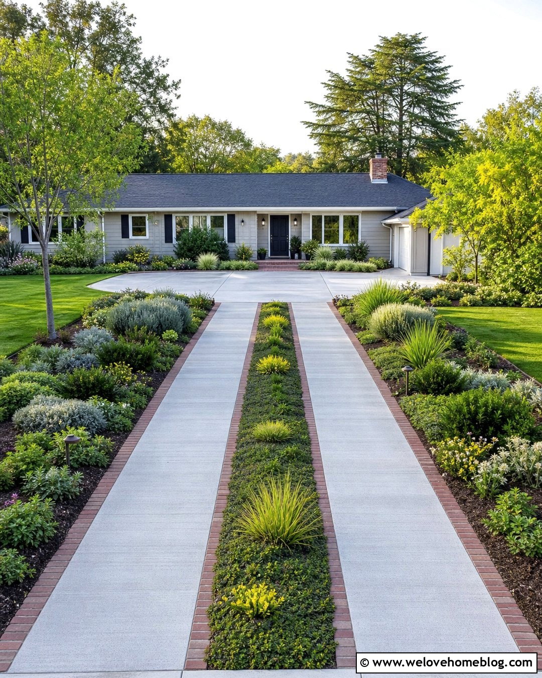 Ribbon Driveway With Ground Cover Garden - 20 Driveway And Garden Ideas