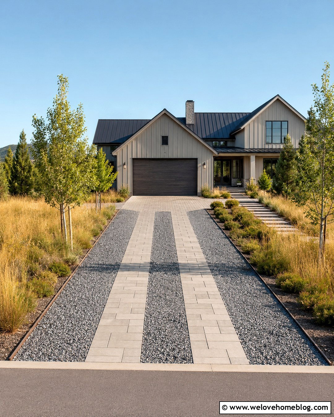 Ribbon Paver Driveway With Gravel Center - 20 modern driveway paver design ideas