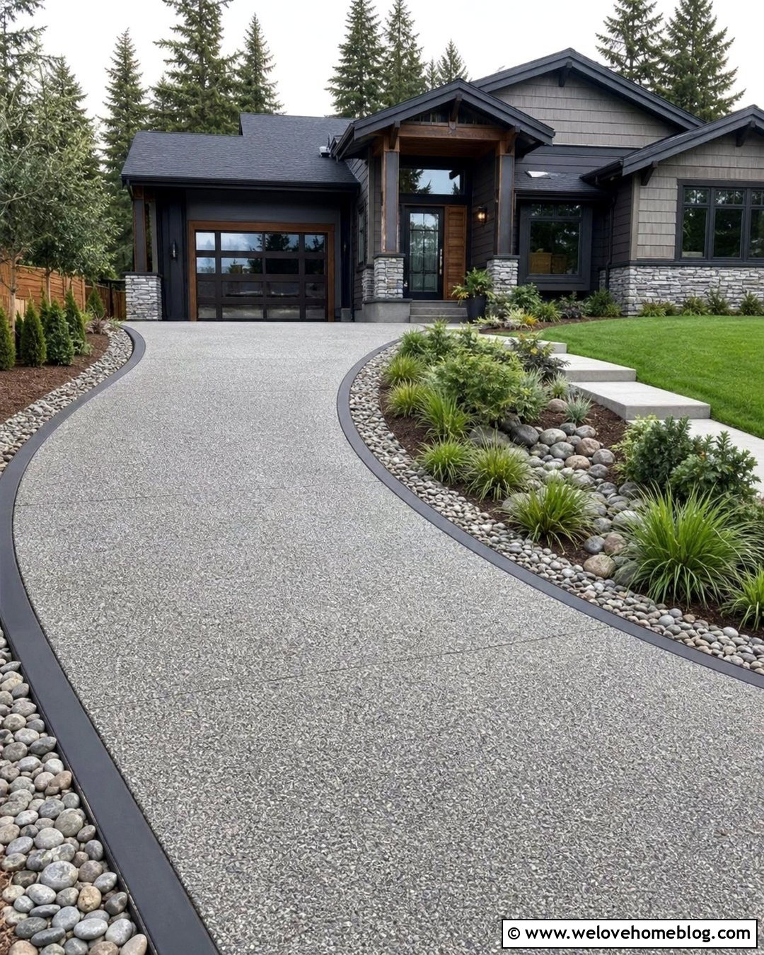 River Rock Driveway Trim - 20 Driveway Trim Ideas