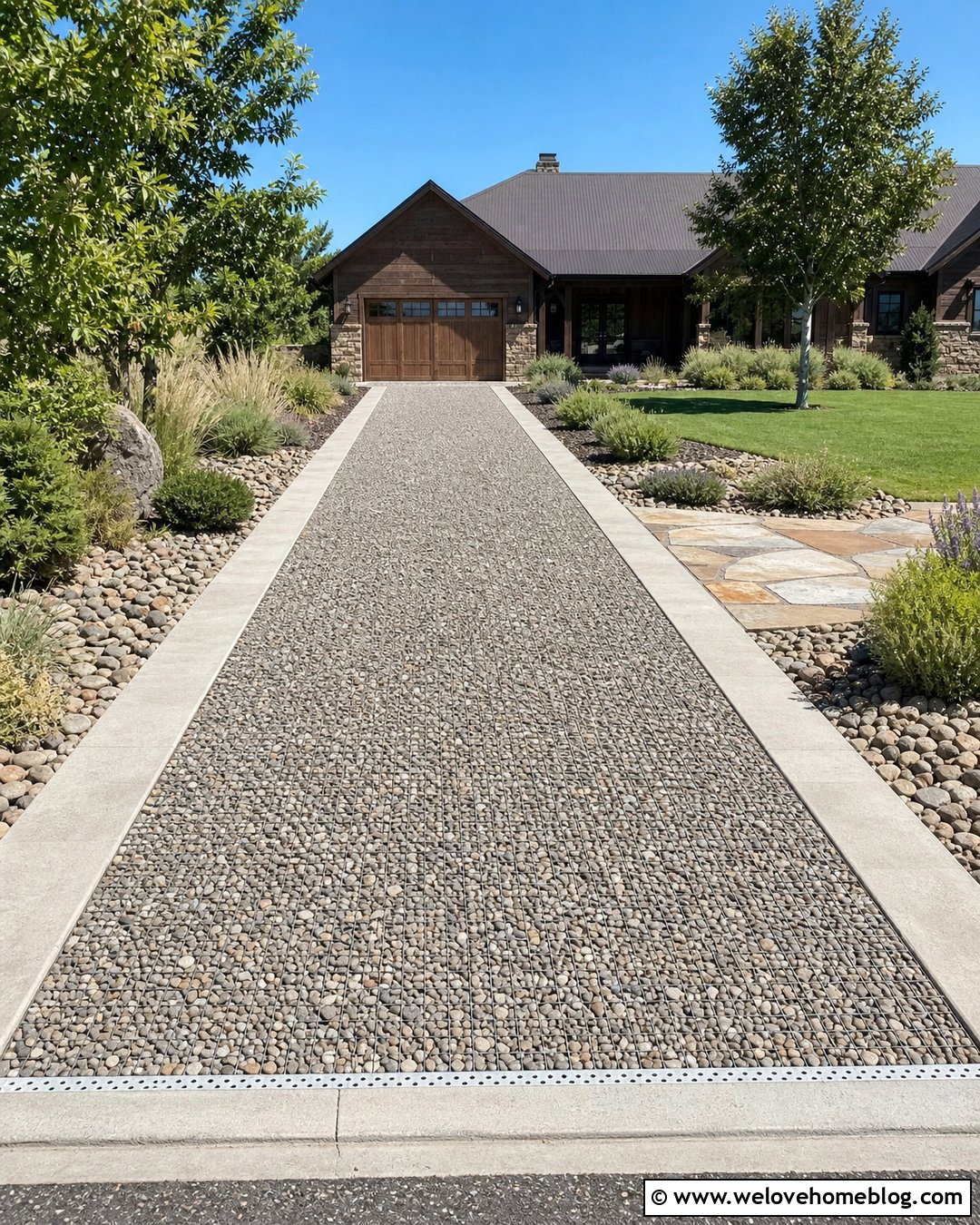River Rock Driveway With Gravel Stabilizer - 30 driveway materials ideas