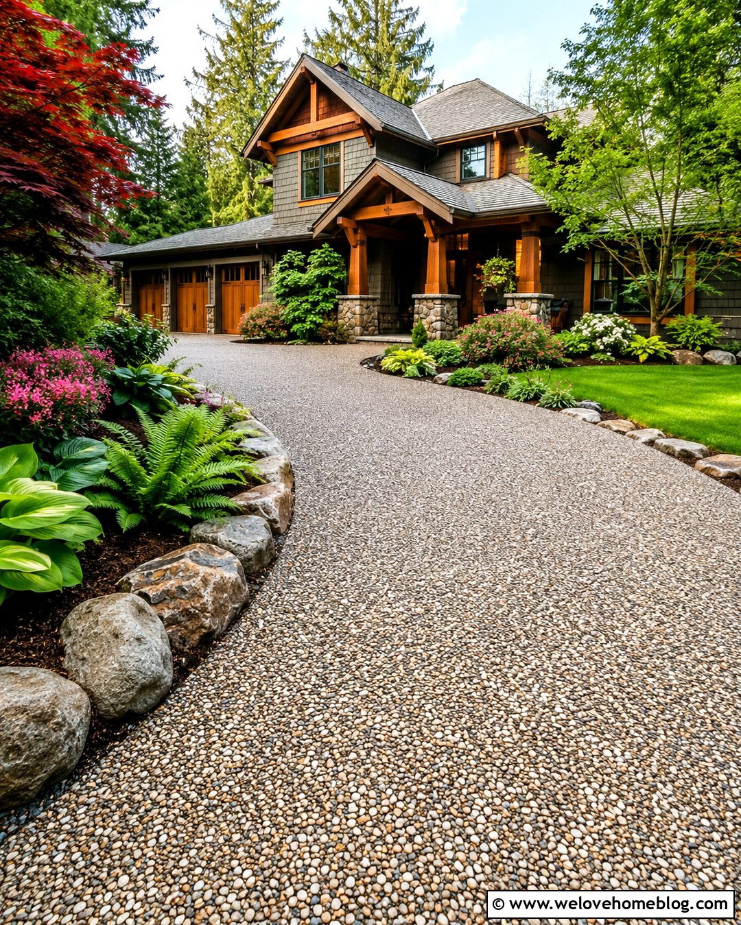 River Rock Exposed Aggregate Driveway