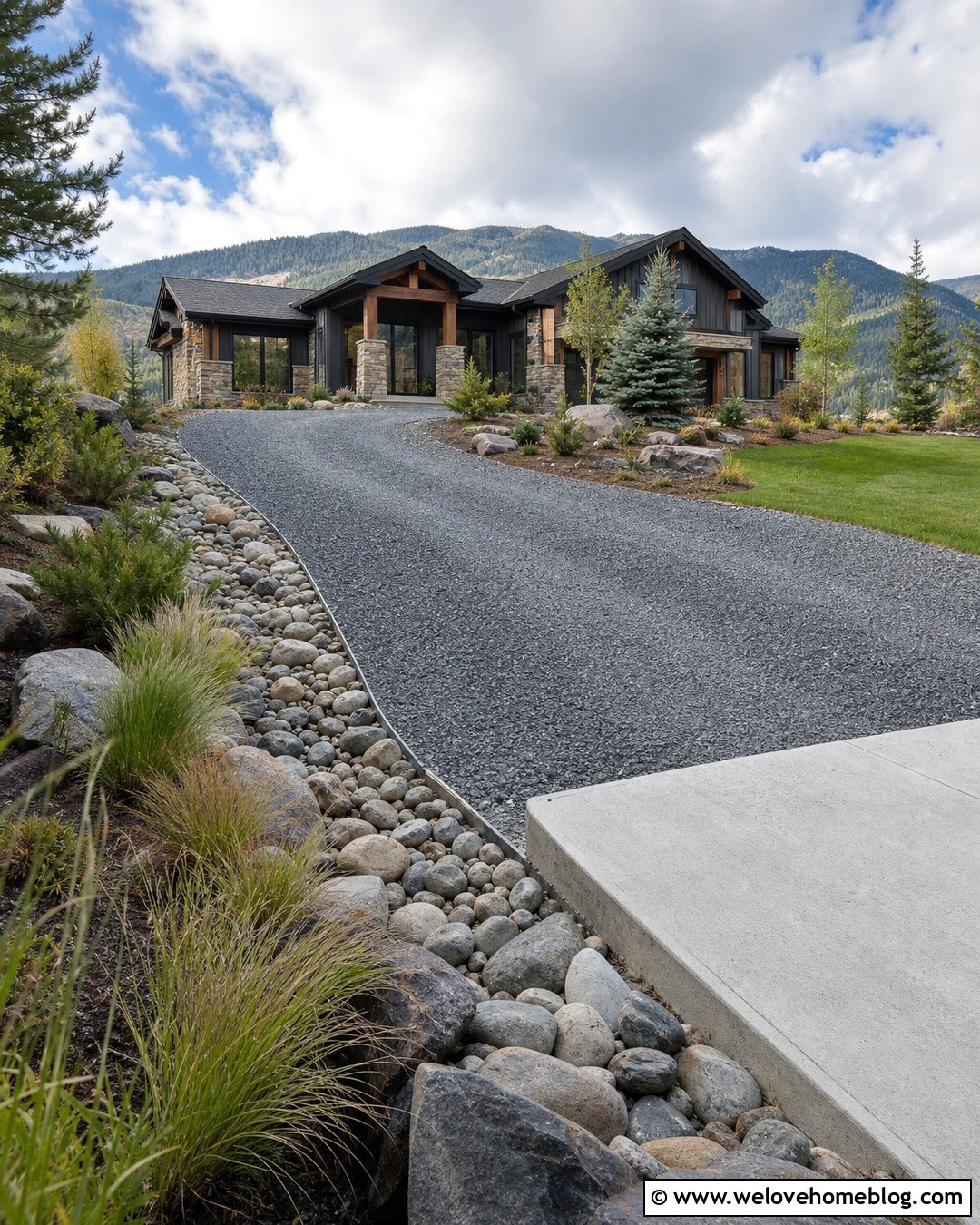 River Rock Gravel Driveway Edging - 25 Gravel Driveway Edging Ideas