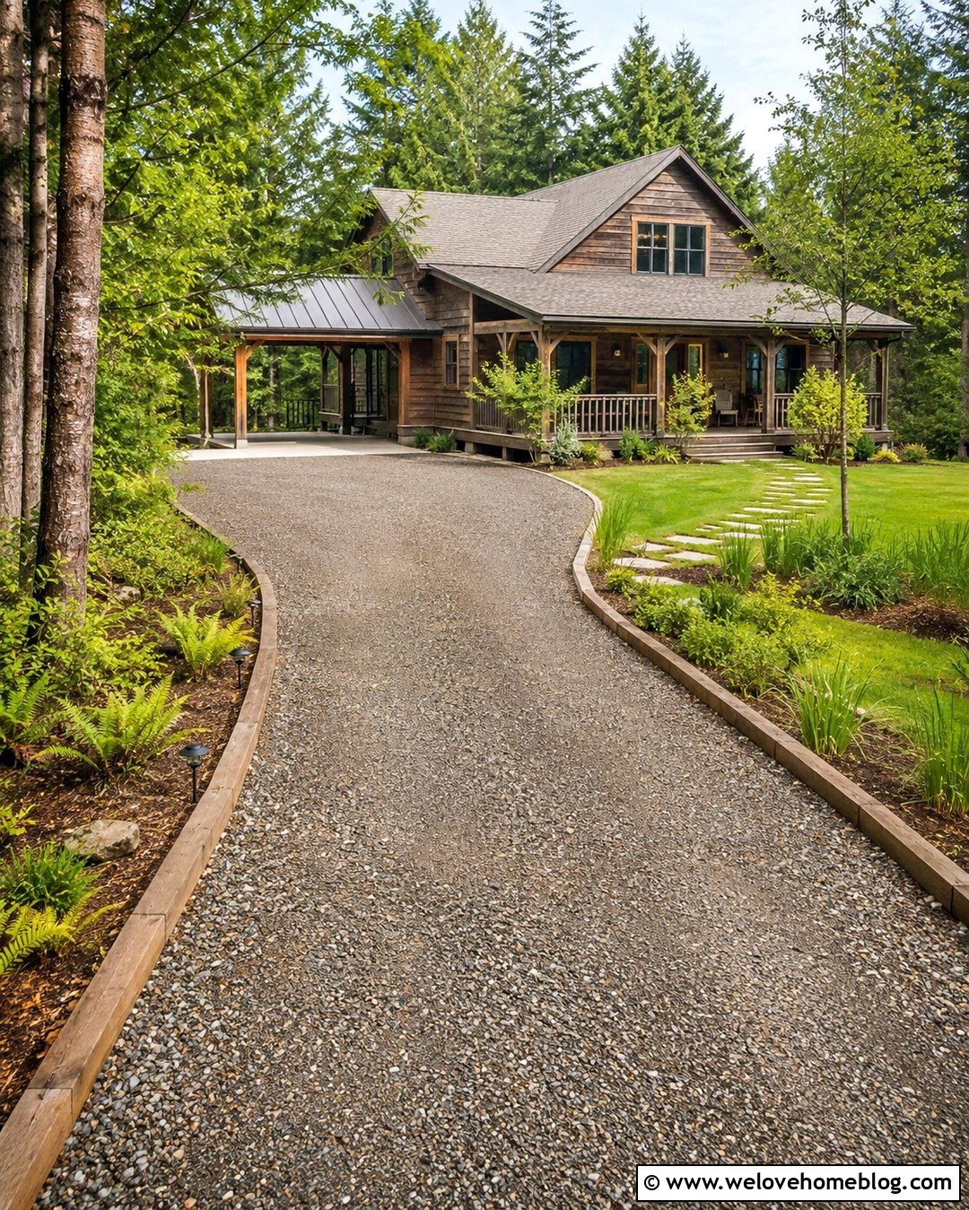 Road Base Driveway With Timber Edging - 20 Road Base Driveway Ideas