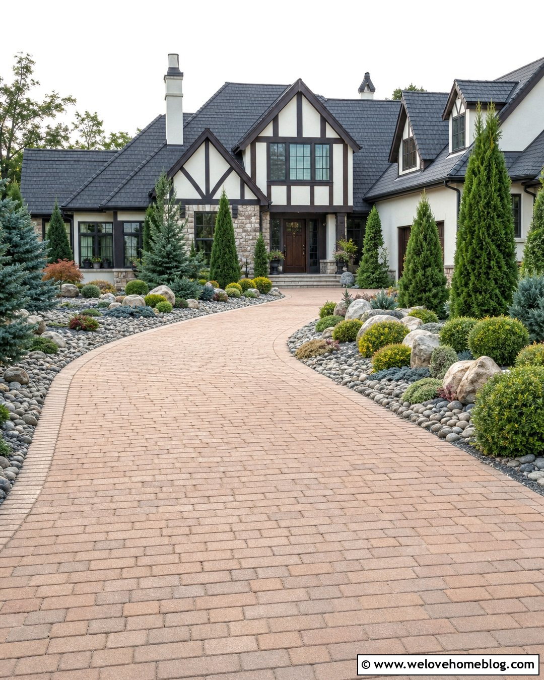 Rock Driveway Entrance With Evergreen Landscaping - 20 driveway entrance landscaping rocks ideas