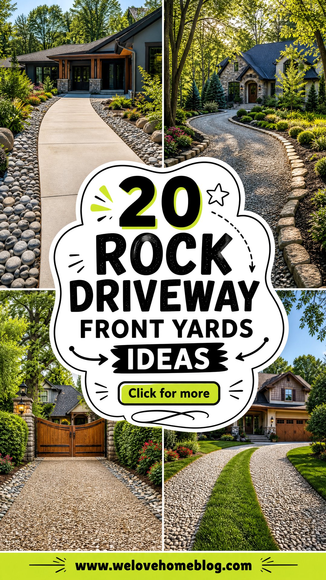 20 Rock Driveway Front Yards Ideas for Striking Curb Appeal - 20 Rock Driveway Front Yards Ideas for Striking Curb Appeal