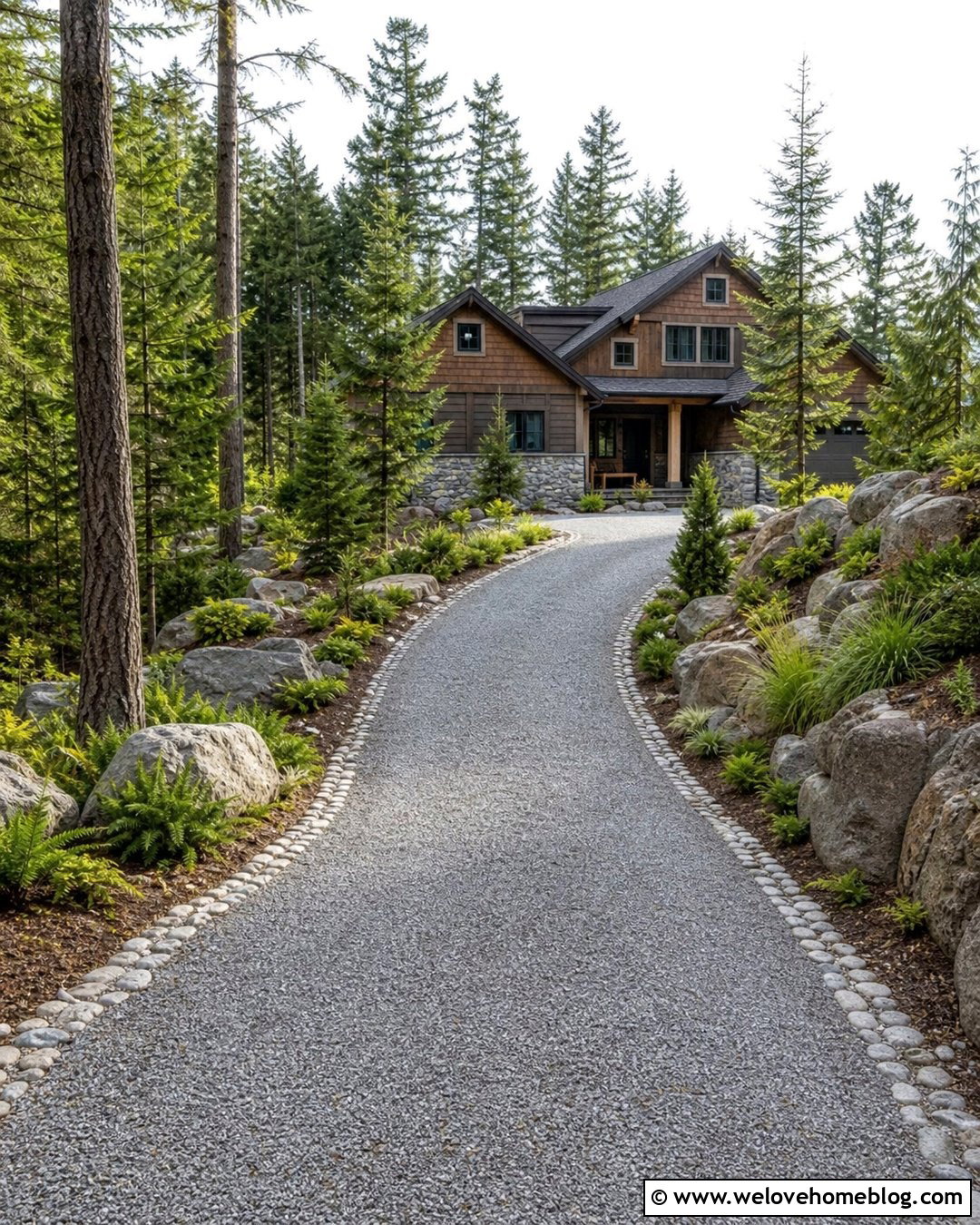 Rock Driveway With Boulder Edging - 35 Rock Driveway Ideas
