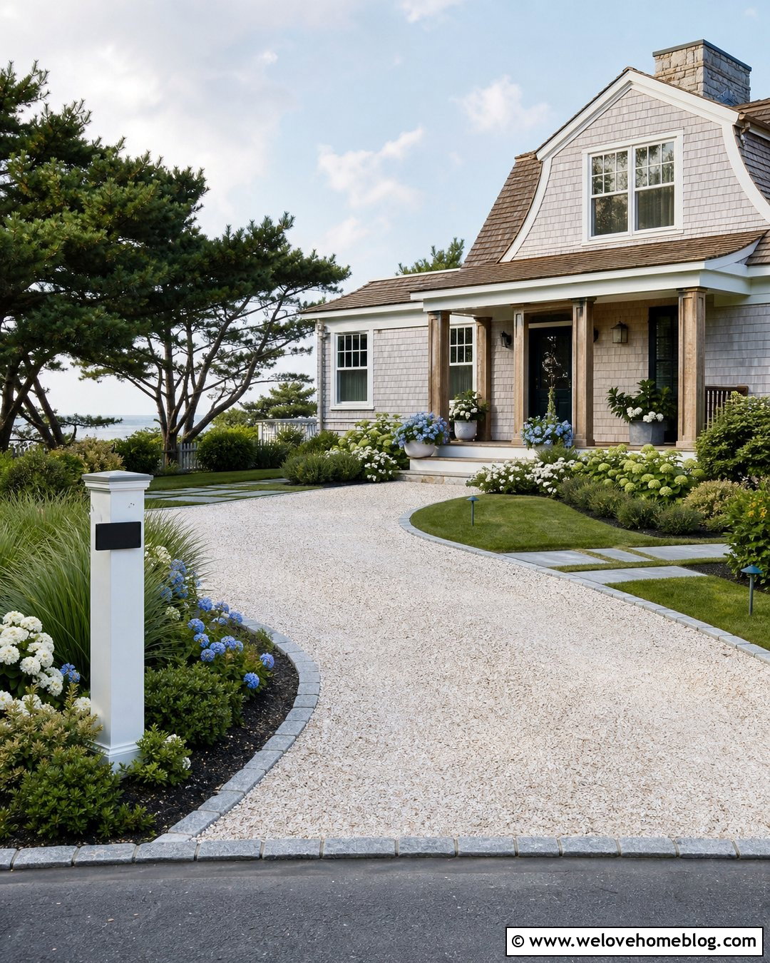Rock Driveway With Coastal Front Yard Landscaping - 20 rock driveway front yards ideas