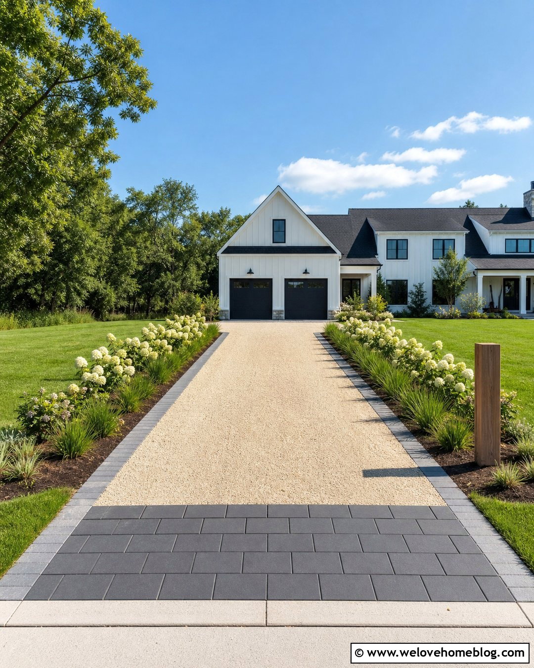 Rock Driveway With Paver Apron - 35 Rock Driveway Ideas