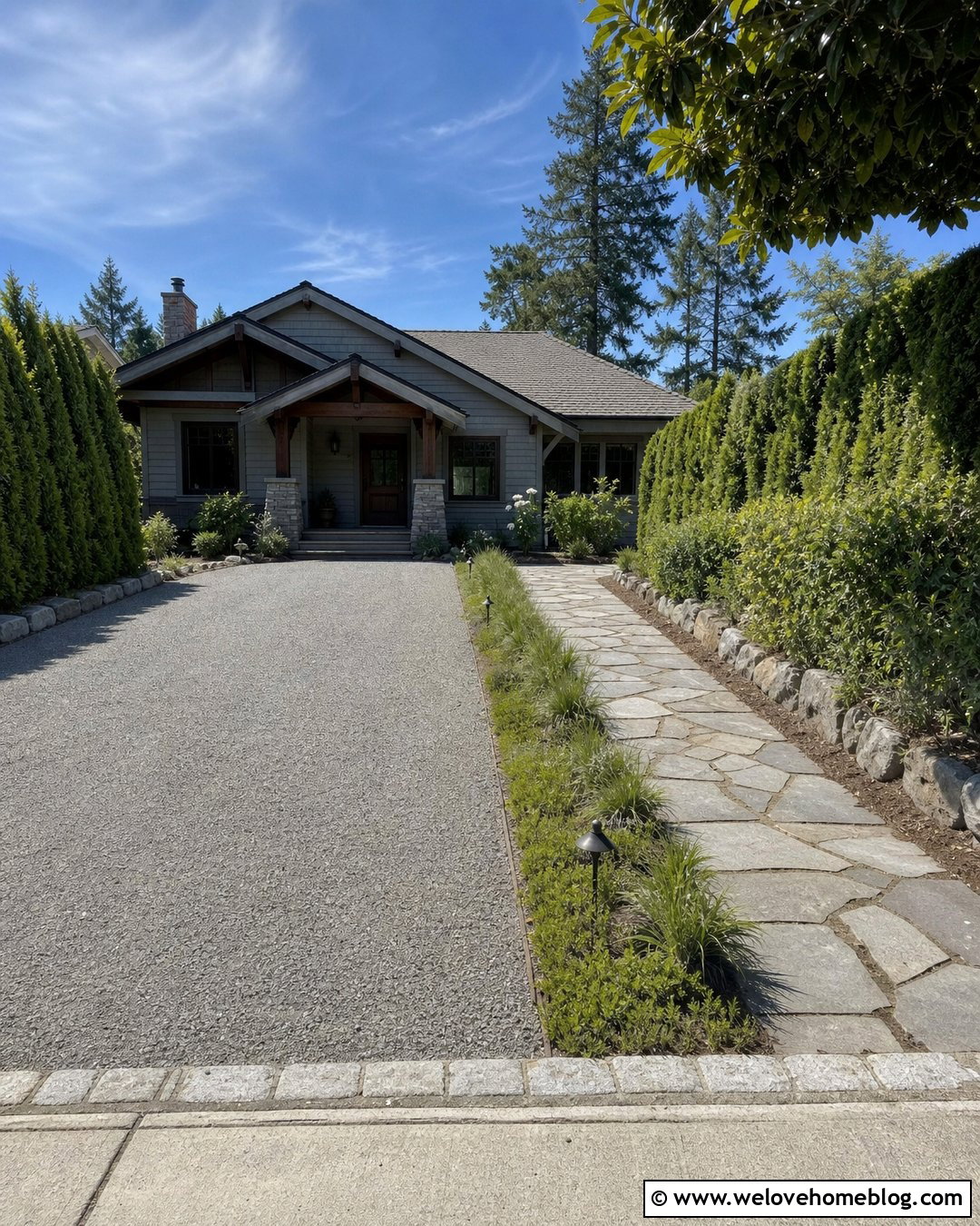 Rock Driveway With Side Walkway - 35 Rock Driveway Ideas