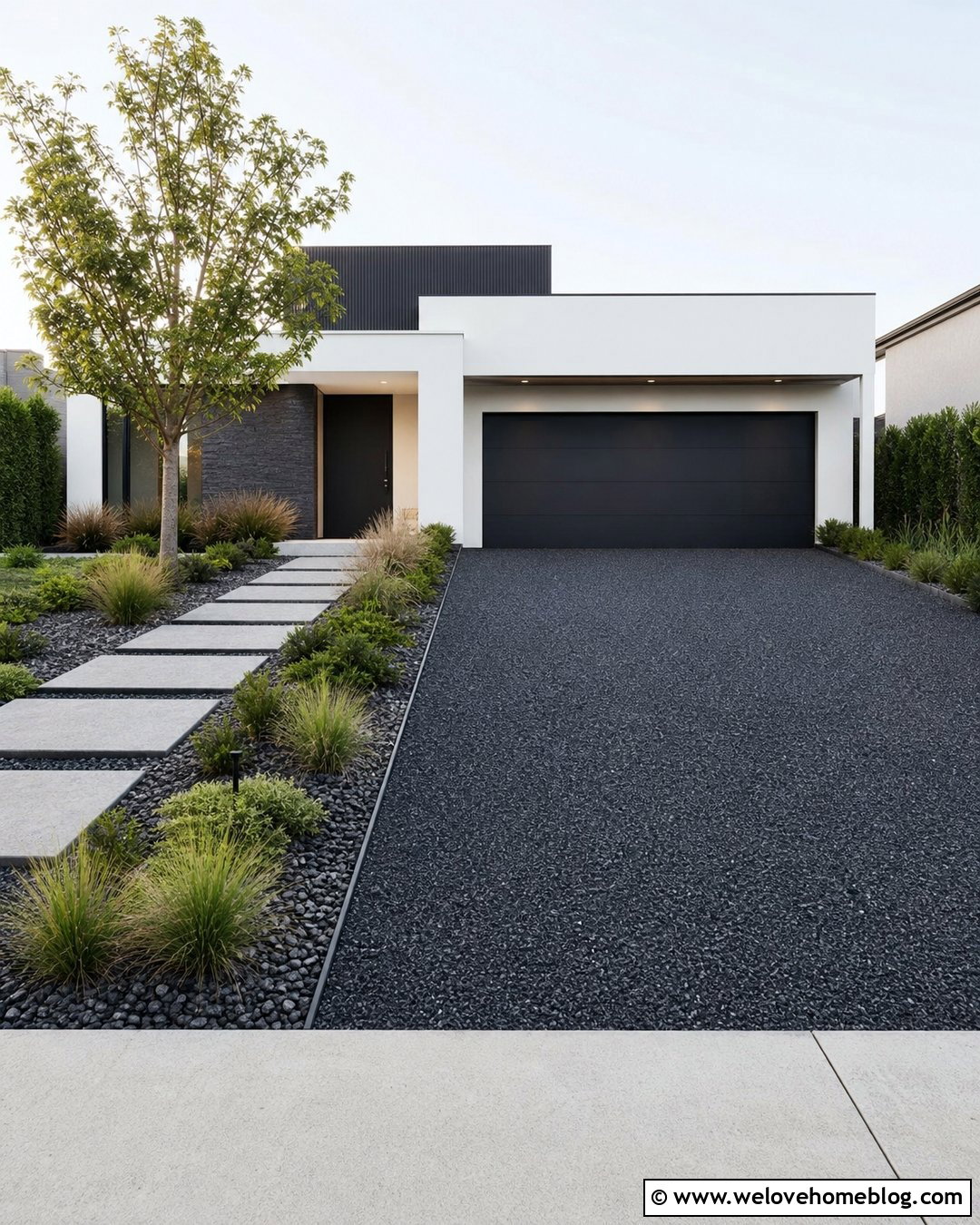 Rock Driveway With Steel Edging - 35 Rock Driveway Ideas