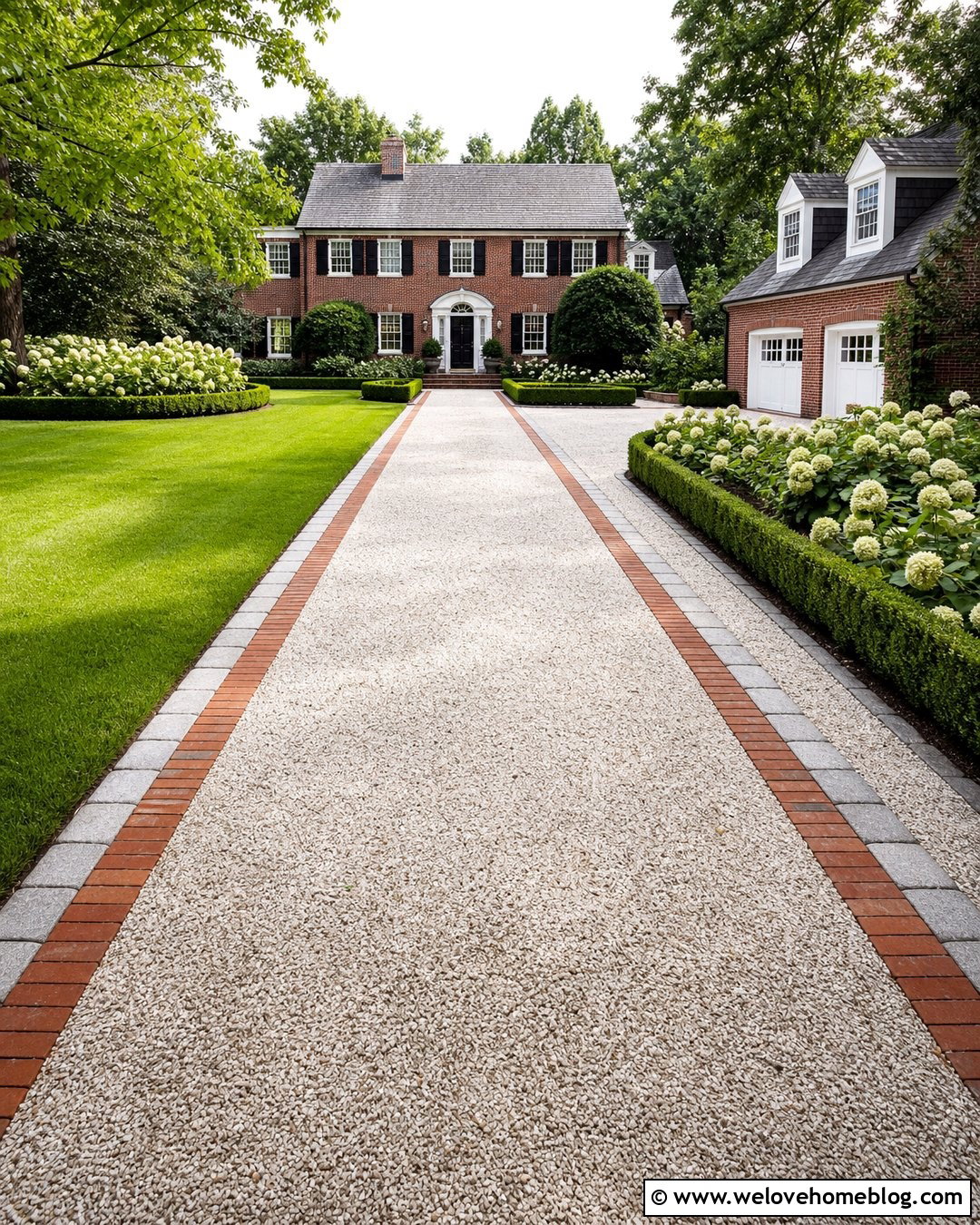 Rock Edging With Brick Ribbon - 25 Rock Driveway Edging Ideas