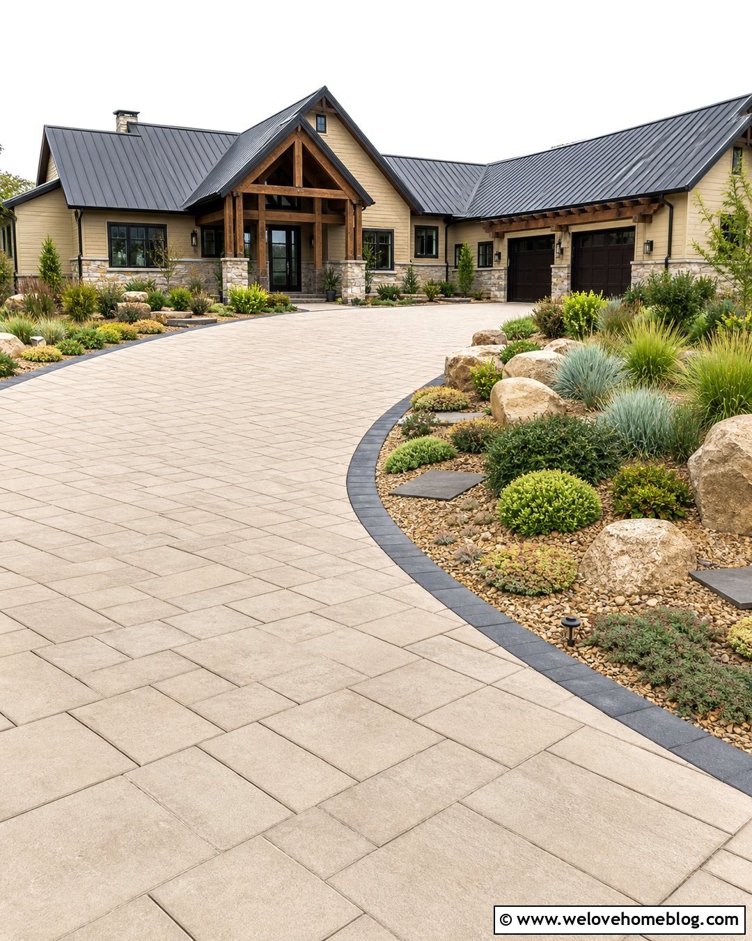 Rock Garden With Ornamental Grass Driveway Border - 20 Rock Garden Next To Driveway Ideas