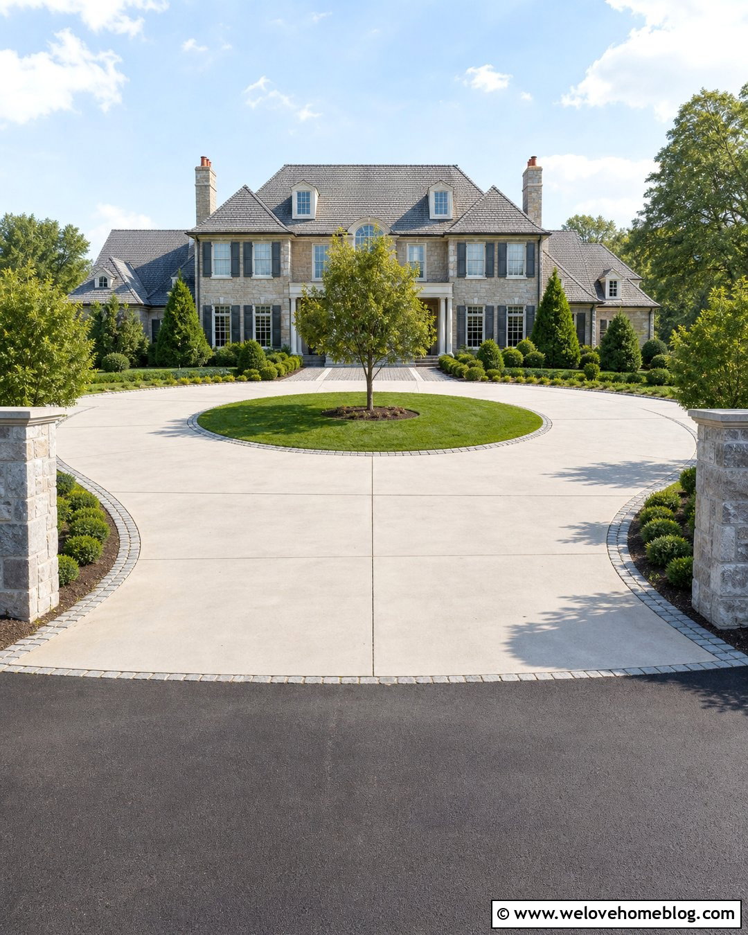 Rock Lined Circular Driveway - 25 Rock Lined Driveway Ideas