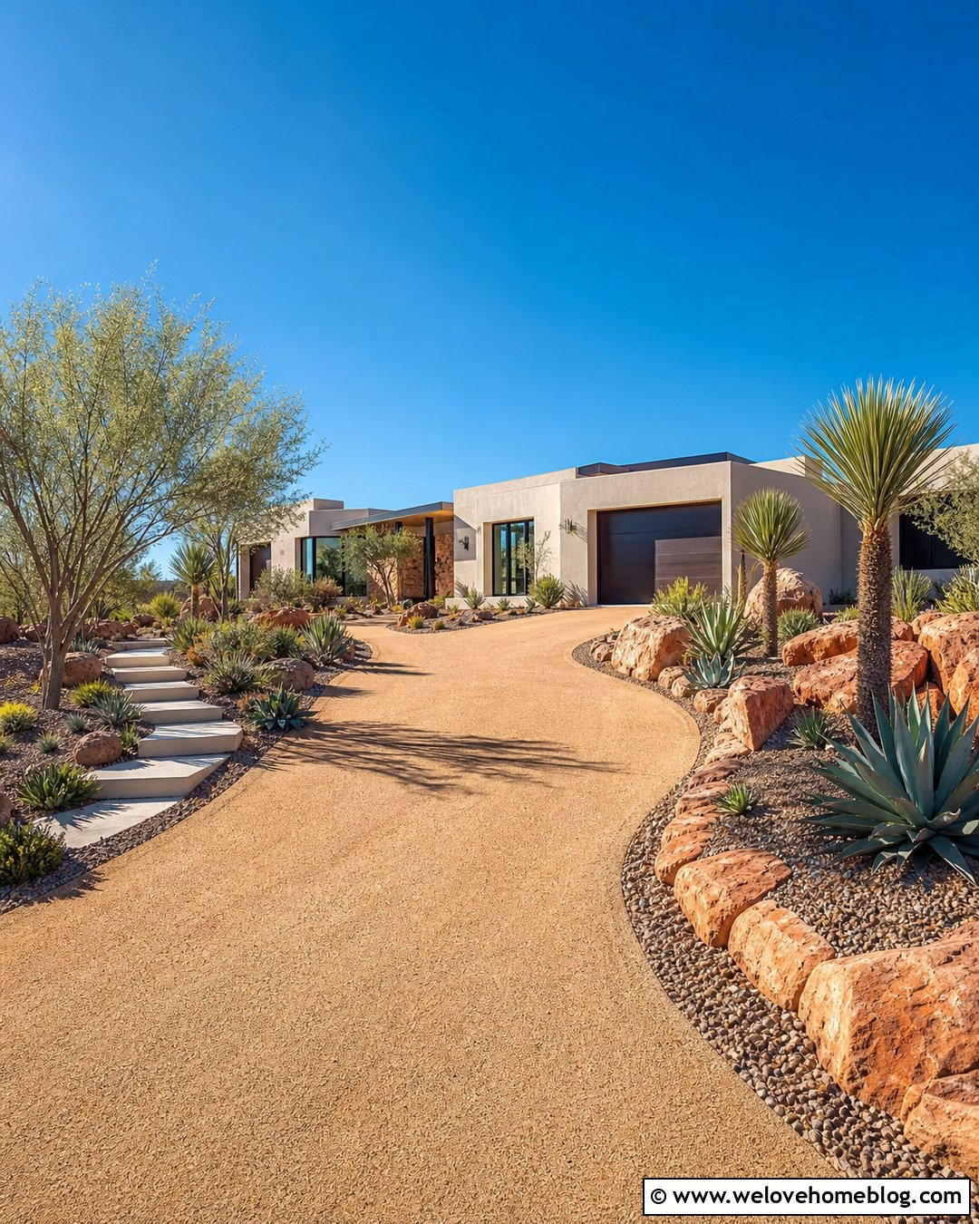 Rock Lined Driveway With Succulents - 25 Rock Lined Driveway Ideas