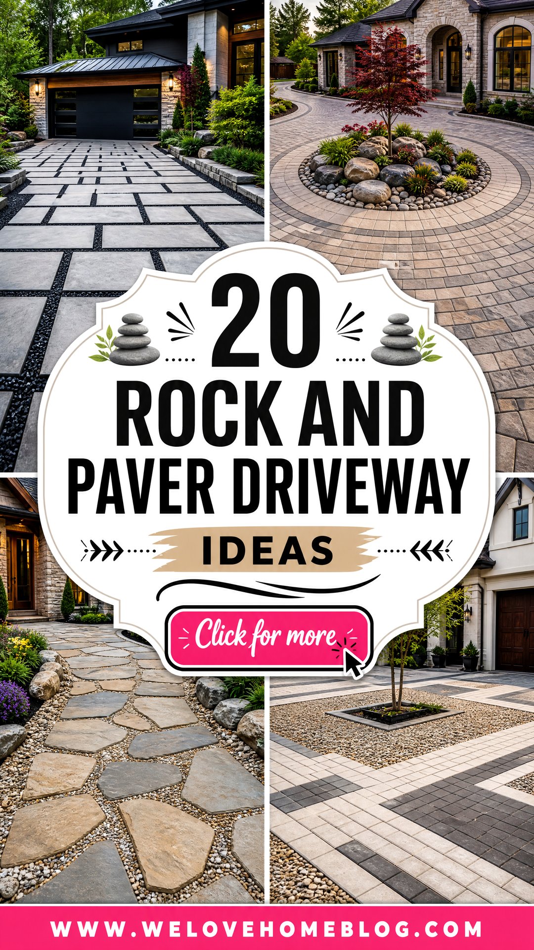 20 Rock and Paver Driveway Ideas for a Stylish Custom Entrance - 20 Rock and Paver Driveway Ideas for a Stylish Custom Entrance