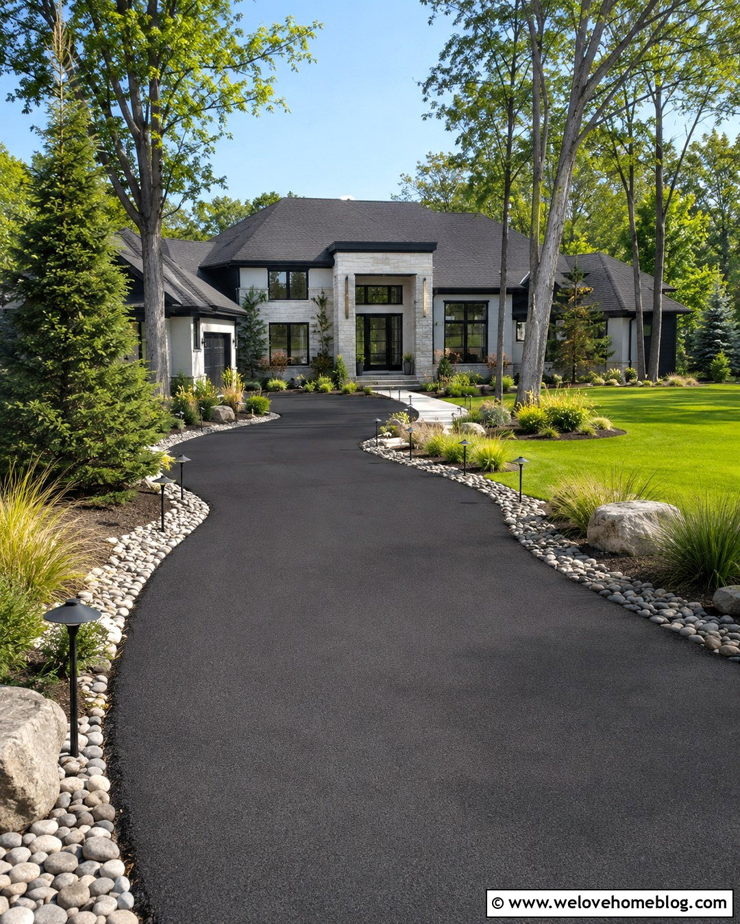 Rocks Between Driveway And Lawn - 20 Rocks Along Driveway Ideas