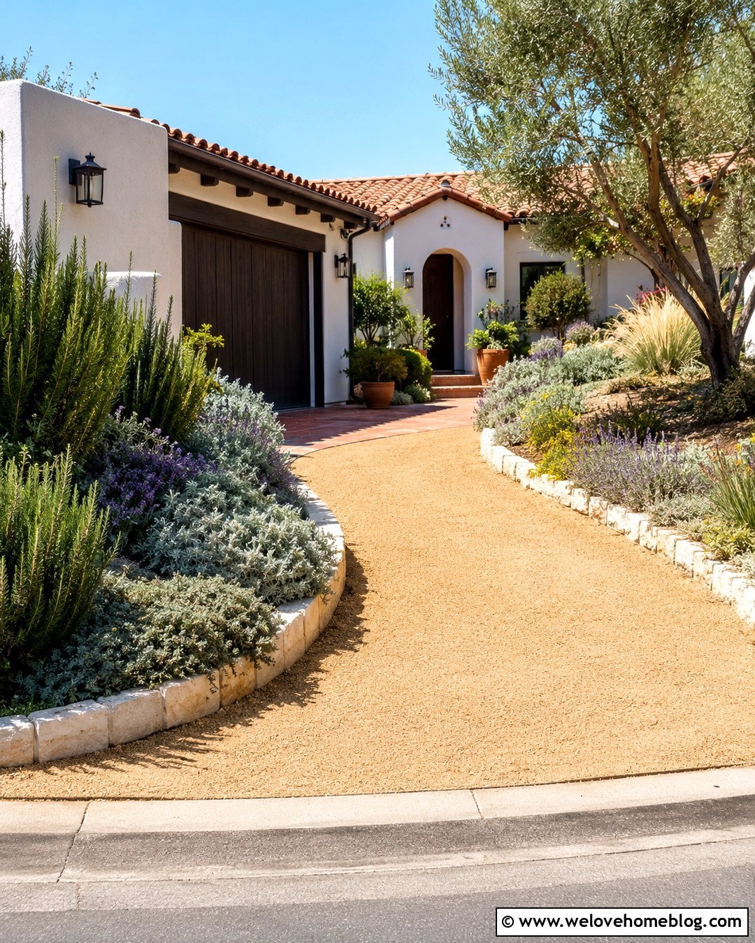 Rosemary Beside a Warm Gravel Driveway - 20 plants next to driveway ideas