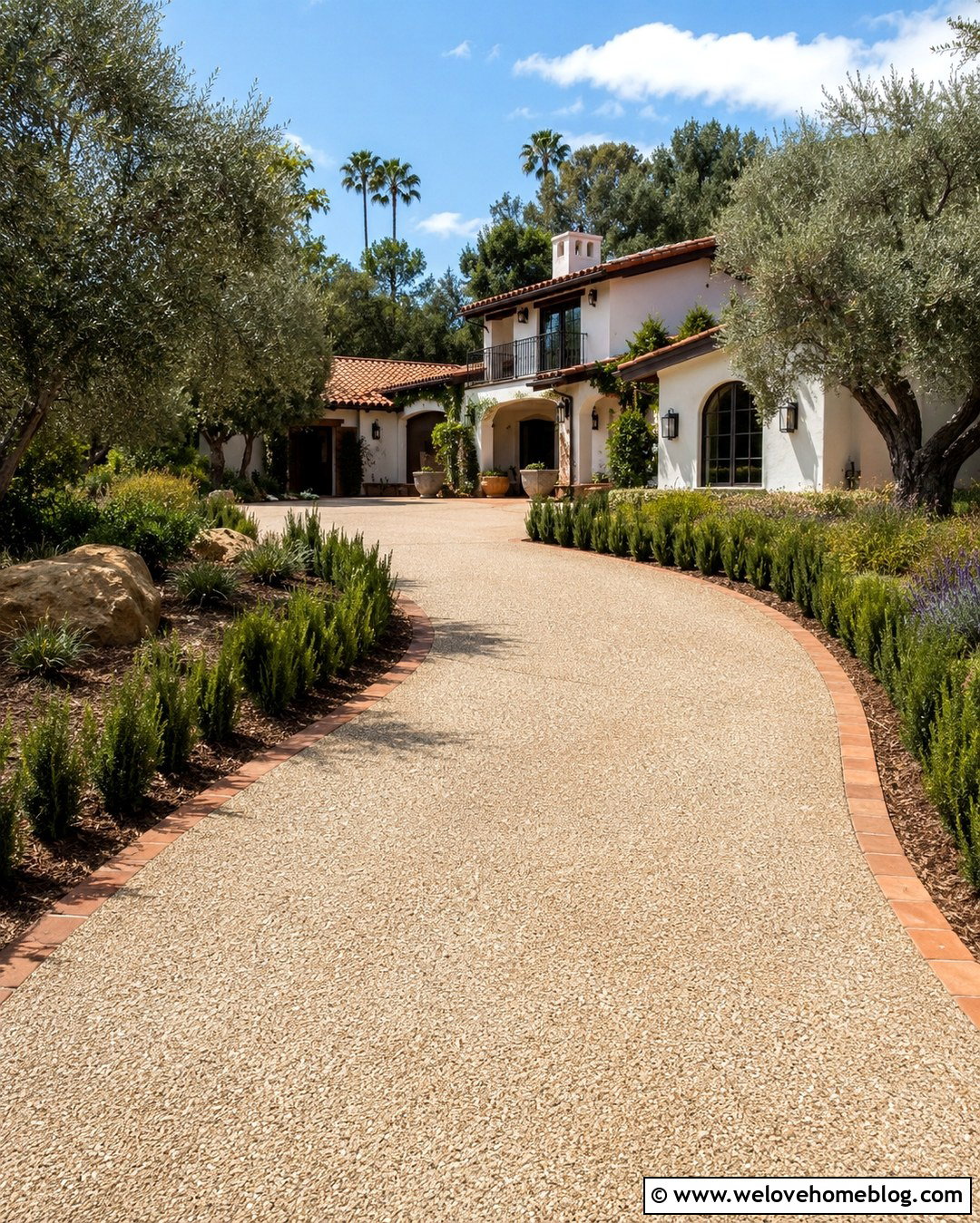 Rosemary Border With Resin Bound Gravel Driveway - 20 driveway border plants ideas