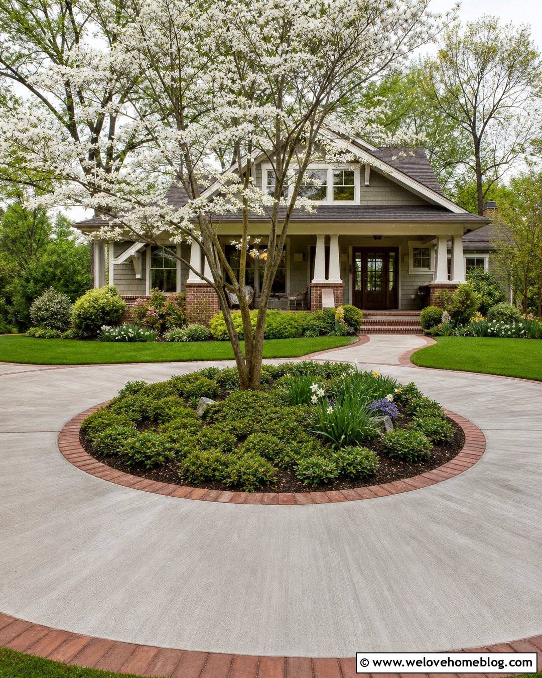 Round Driveway With Flowering Tree Center - 20 round driveway landscape ideas