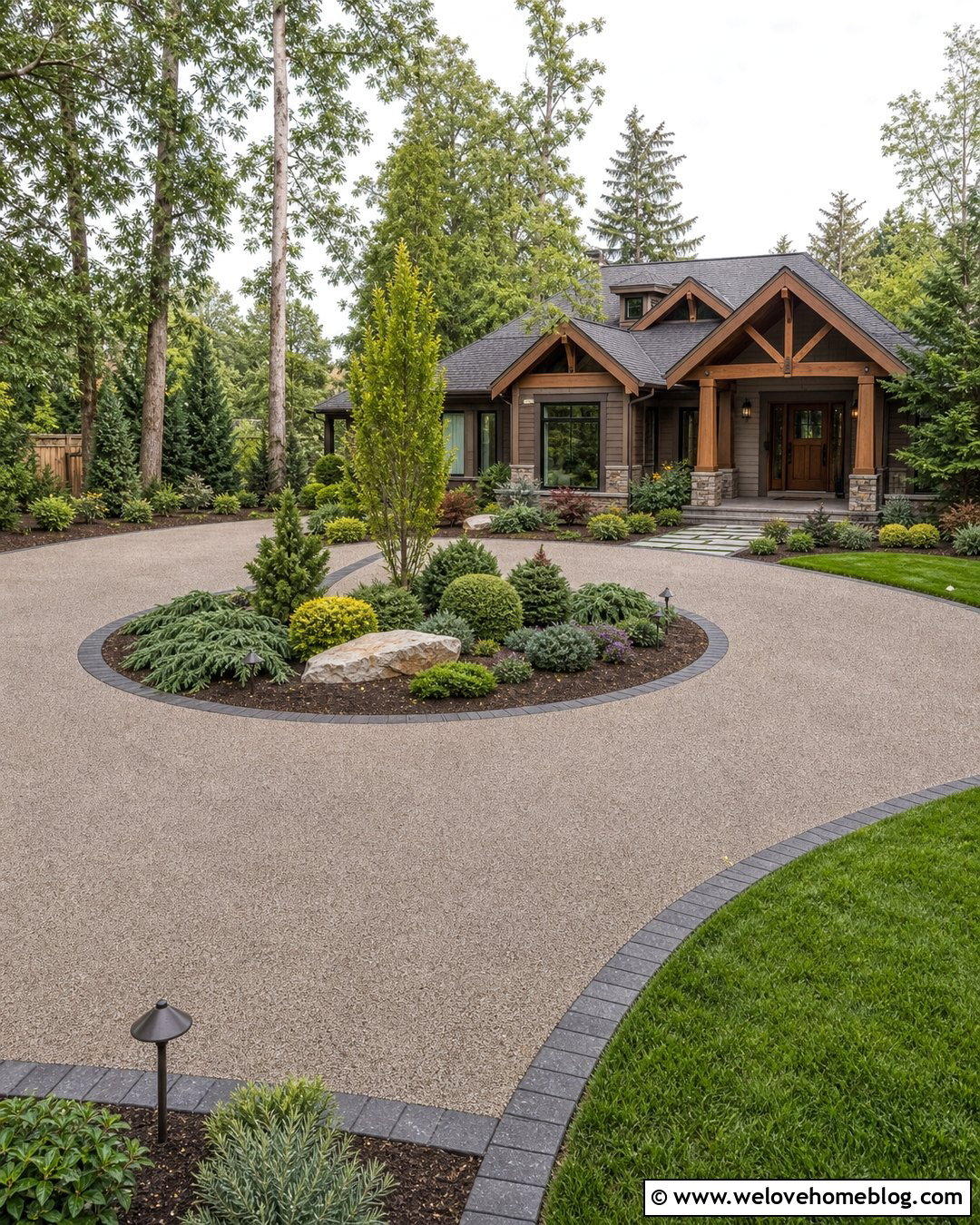 Round Driveway With Low Maintenance Evergreens - 20 round driveway landscape ideas