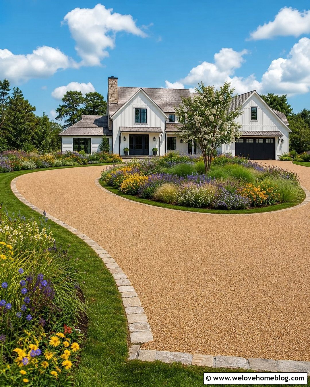 Round Driveway With Native Wildflower Island - 20 round driveway landscape ideas