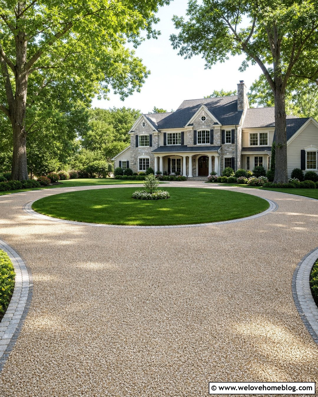 Round Driveway With Open Lawn Center - 30 Round Driveway Ideas