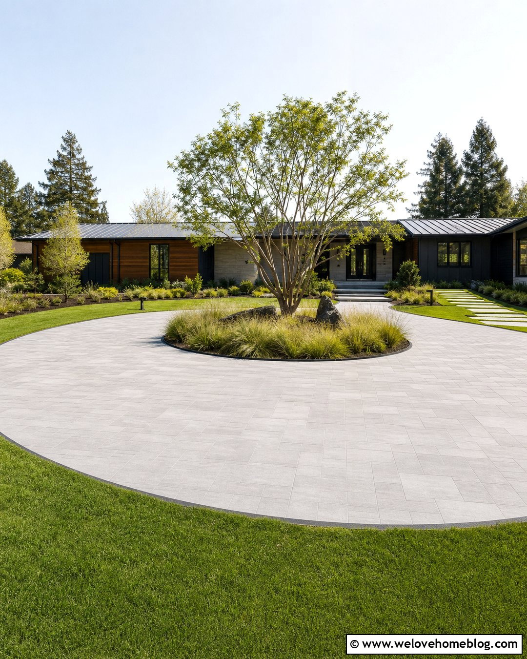 Round Driveway With Ornamental Grass Island - 20 round driveway landscape ideas