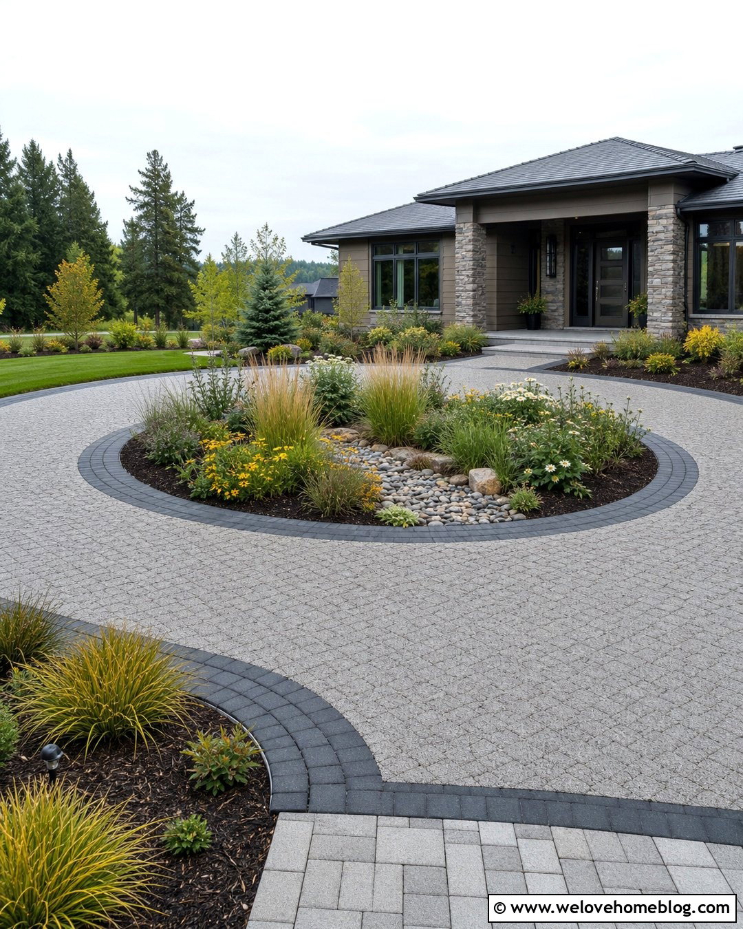 Round Driveway With Rain Garden Center - 20 round driveway landscape ideas