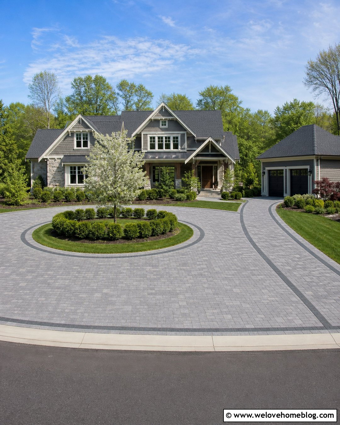 Round Driveway With Split Garage Access - 30 Round Driveway Ideas
