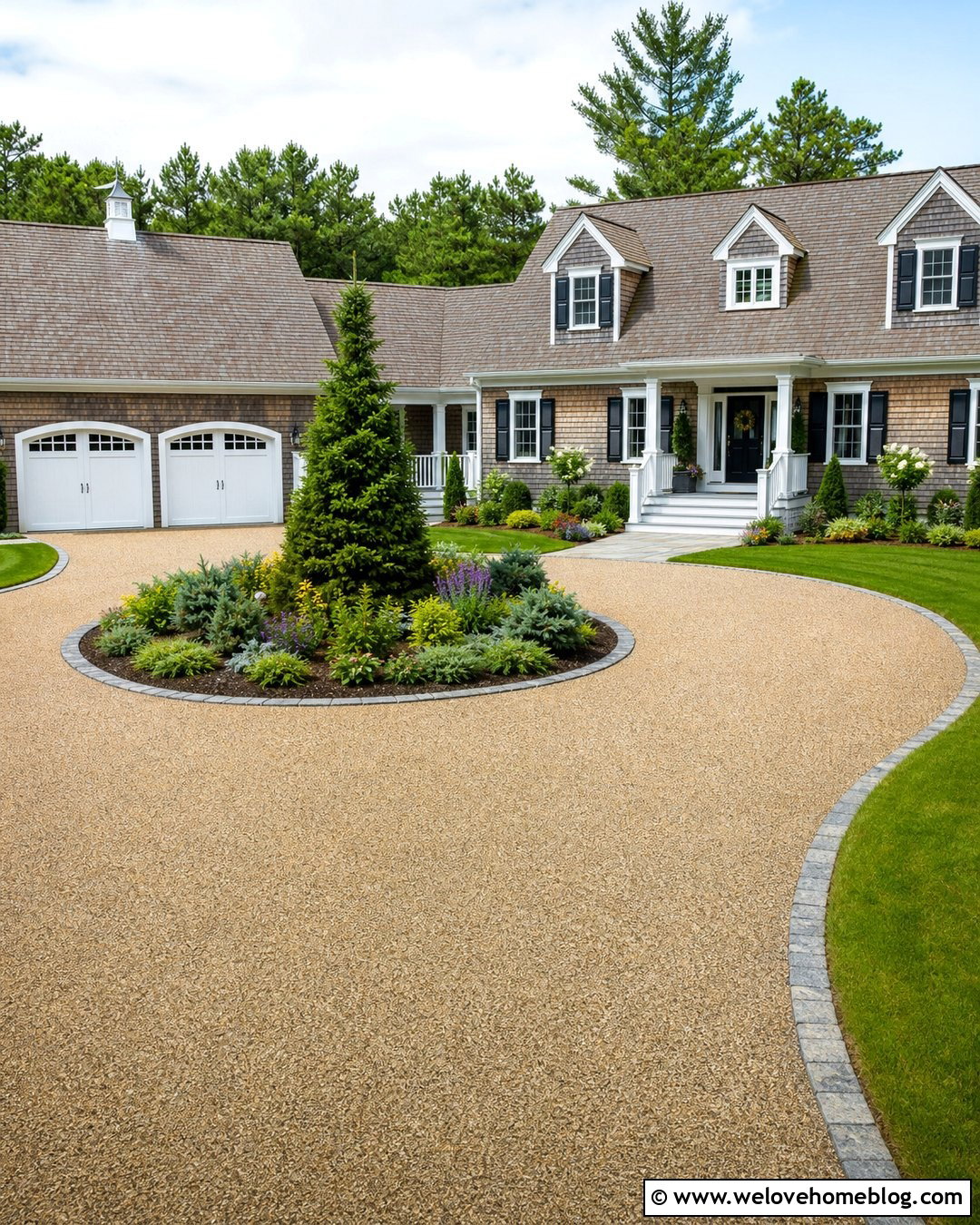 Roundabout Driveway With Evergreen Landscaping - 20 round a bout driveway landscaping ideas