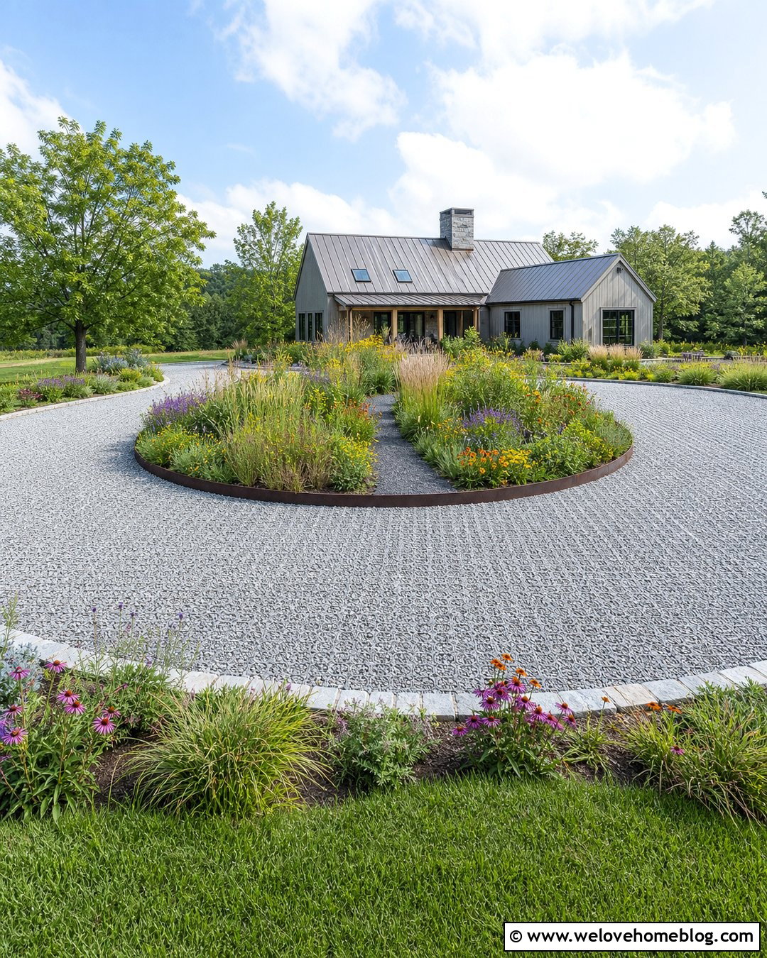 Roundabout Driveway With Native Pollinator Garden - 20 roundabout driveway landscaping ideas