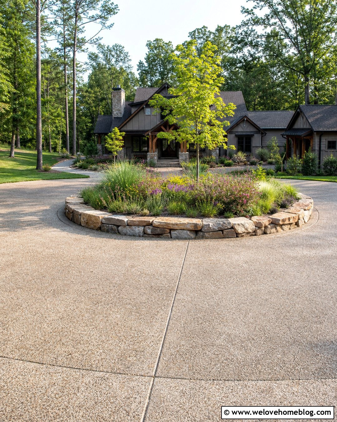 Roundabout Driveway With a Native Plant Garden - 20 round a bout driveway landscaping ideas