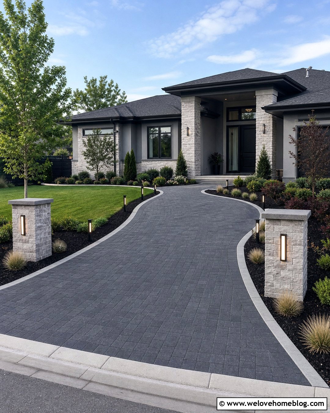 Rubber Mulch Driveway With Landscape Lighting - 20 Rubber Mulch Driveway Ideas