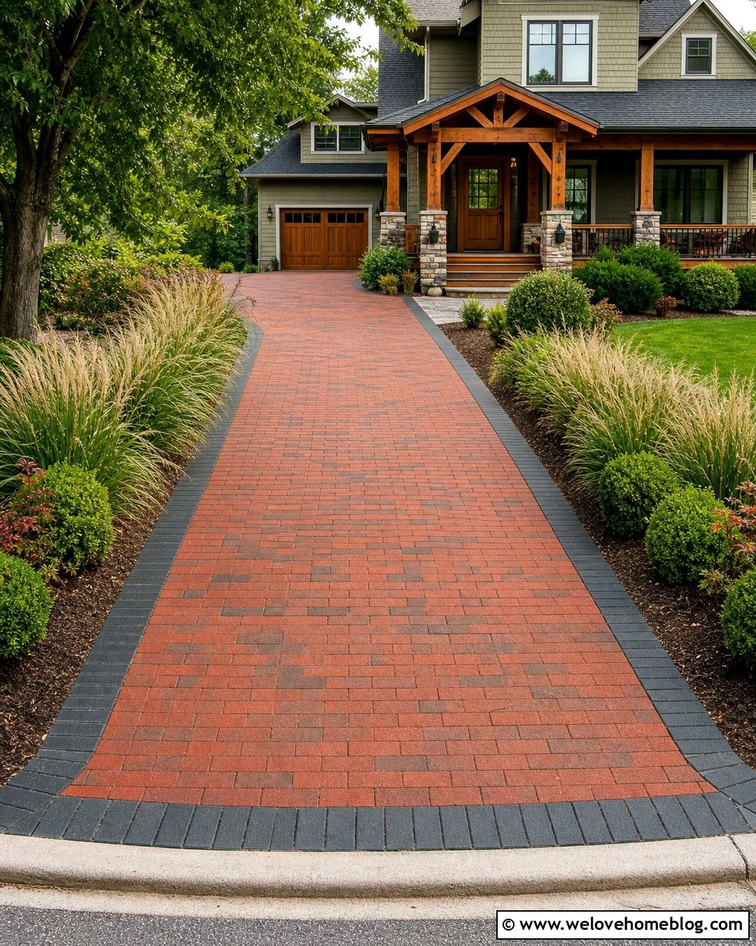 Running Bond Brick Driveway - 25 Driveway Brick Ideas