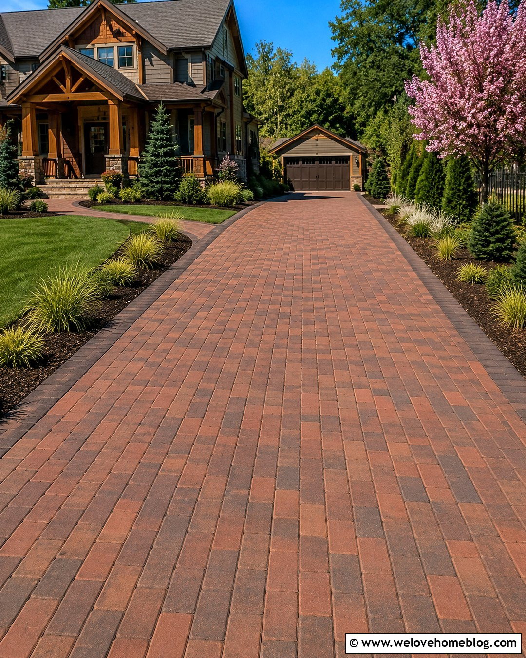 Running Bond Brick Paver Driveway