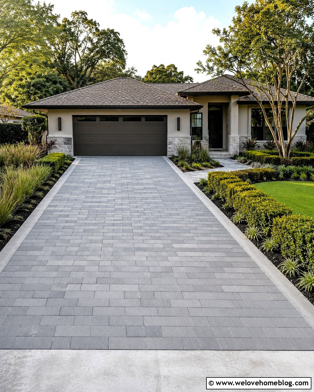 Running Bond Paver Driveway With Concrete Edging - 20 modern driveway paver design ideas