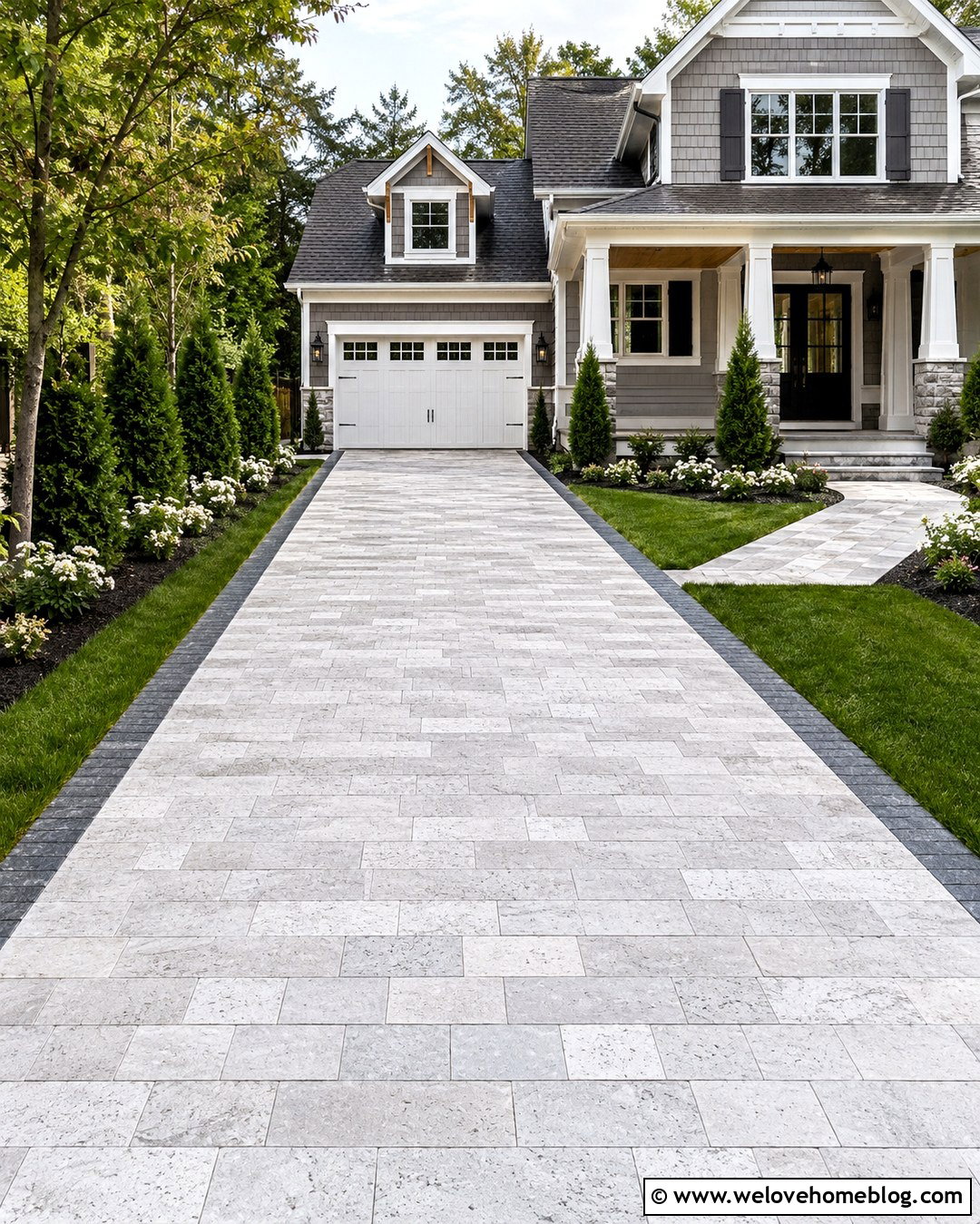 Running Bond Silver Travertine Driveway - 20 silver travertine pavers driveway ideas